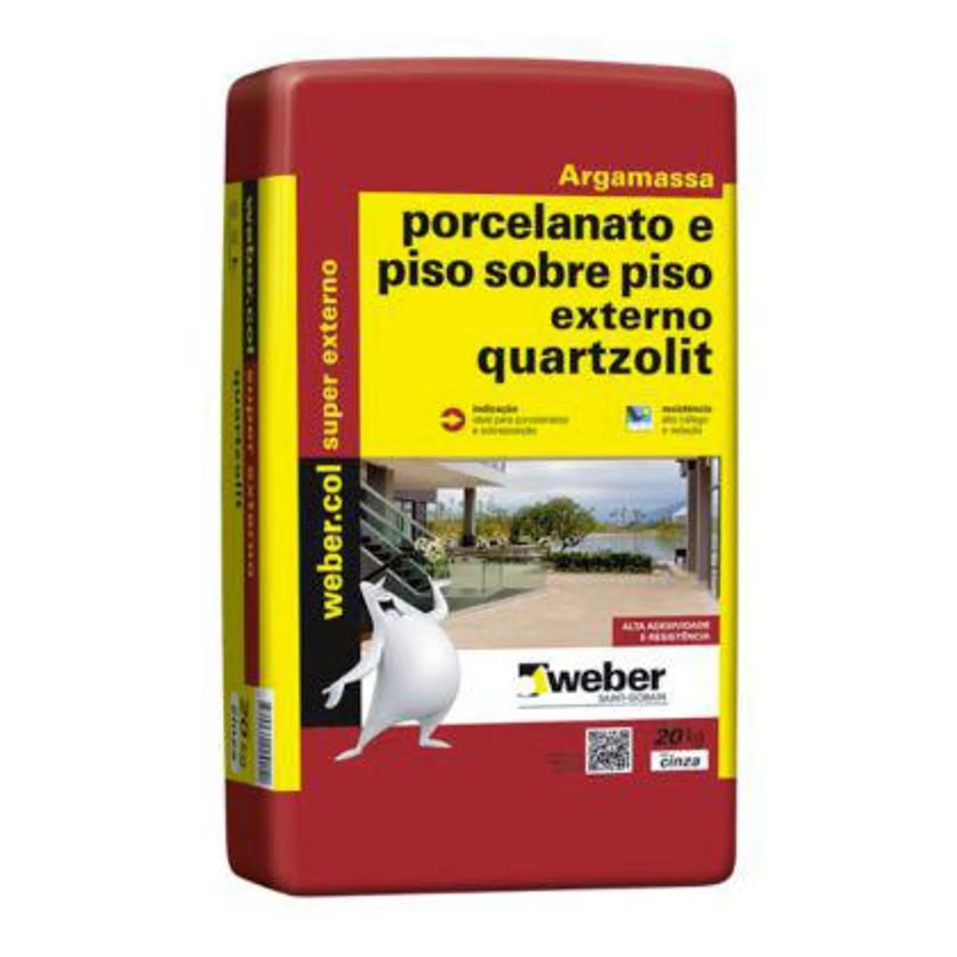 Argamassa Porcelanato e para Piso Externo 20Kg Cinza