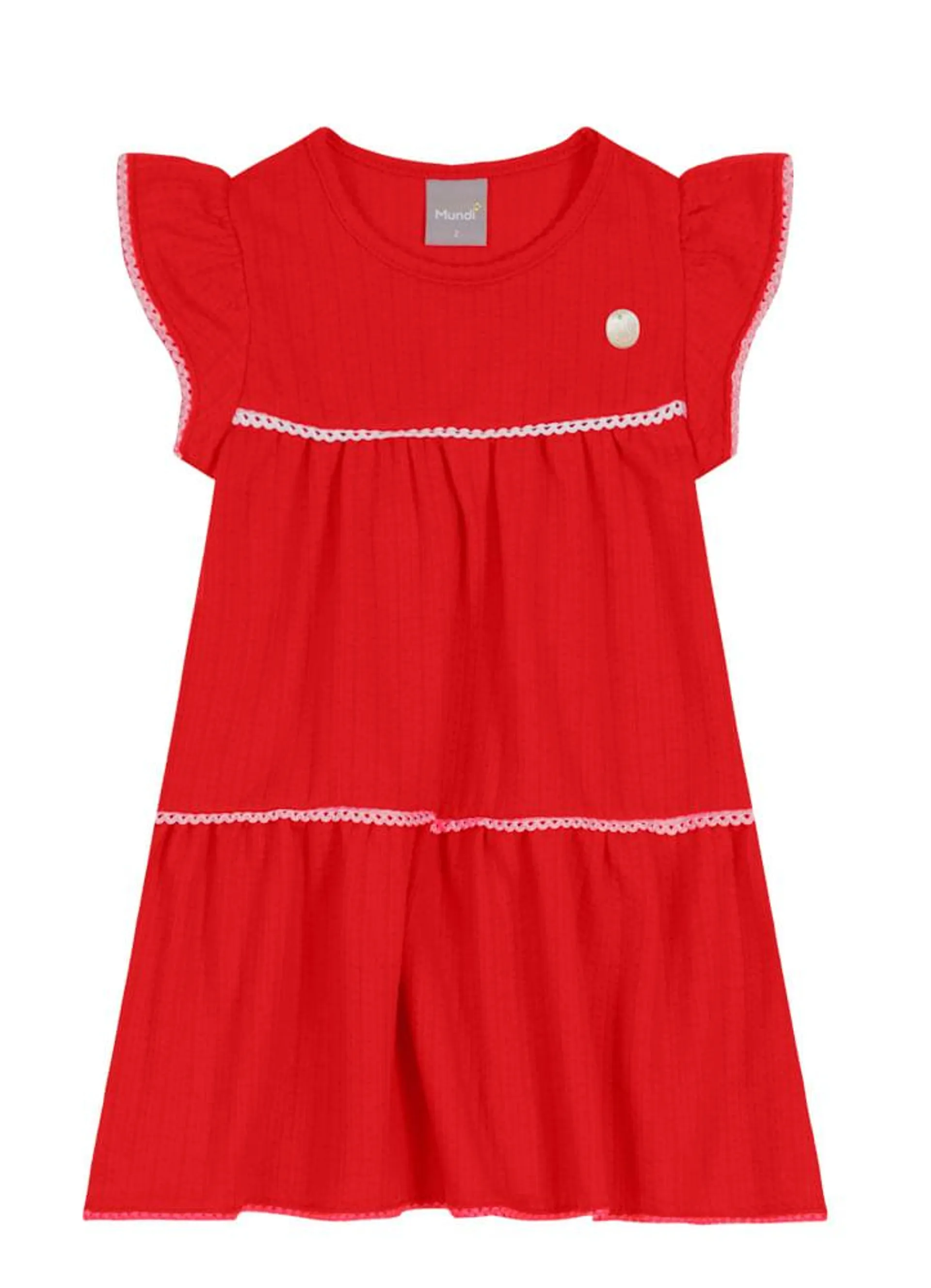 Vestido infantil em malha stripe Mundi