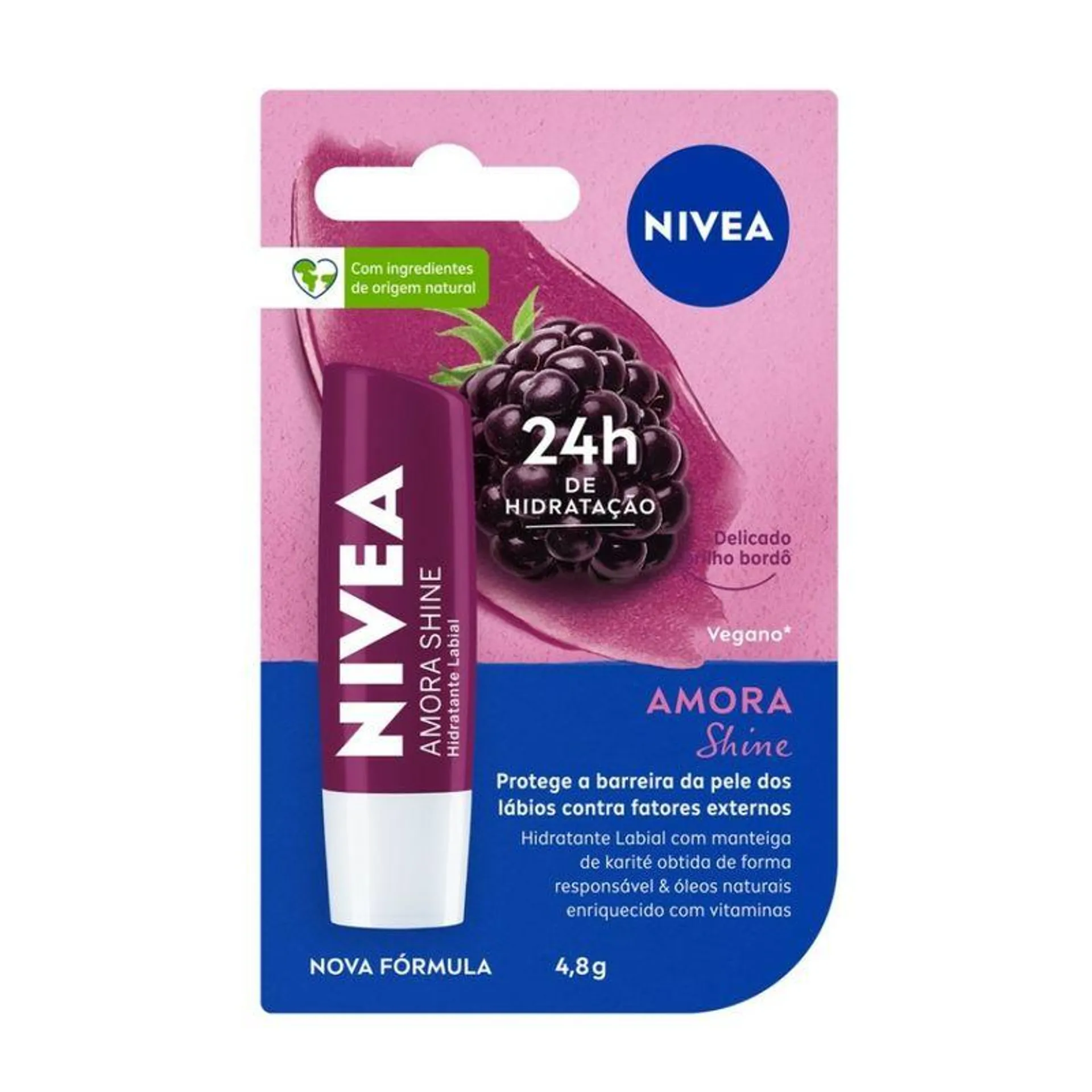 Hidratante Labial Nivea Amora Shine Hidratação Profunda 4,8 g