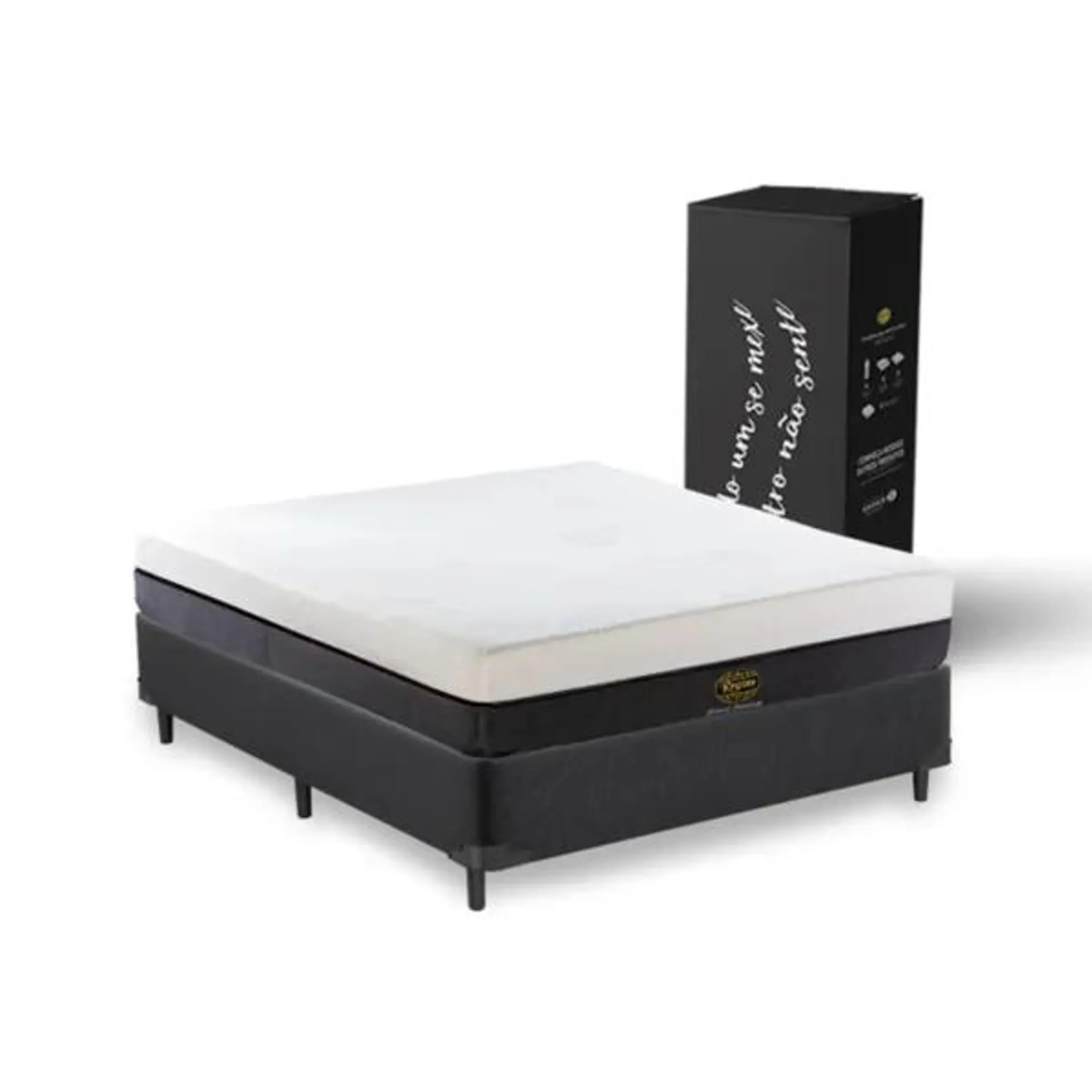 Cama Box: Colchão na caixa Hybrid Premium + Box Black Star New - 12 anos de garantia!