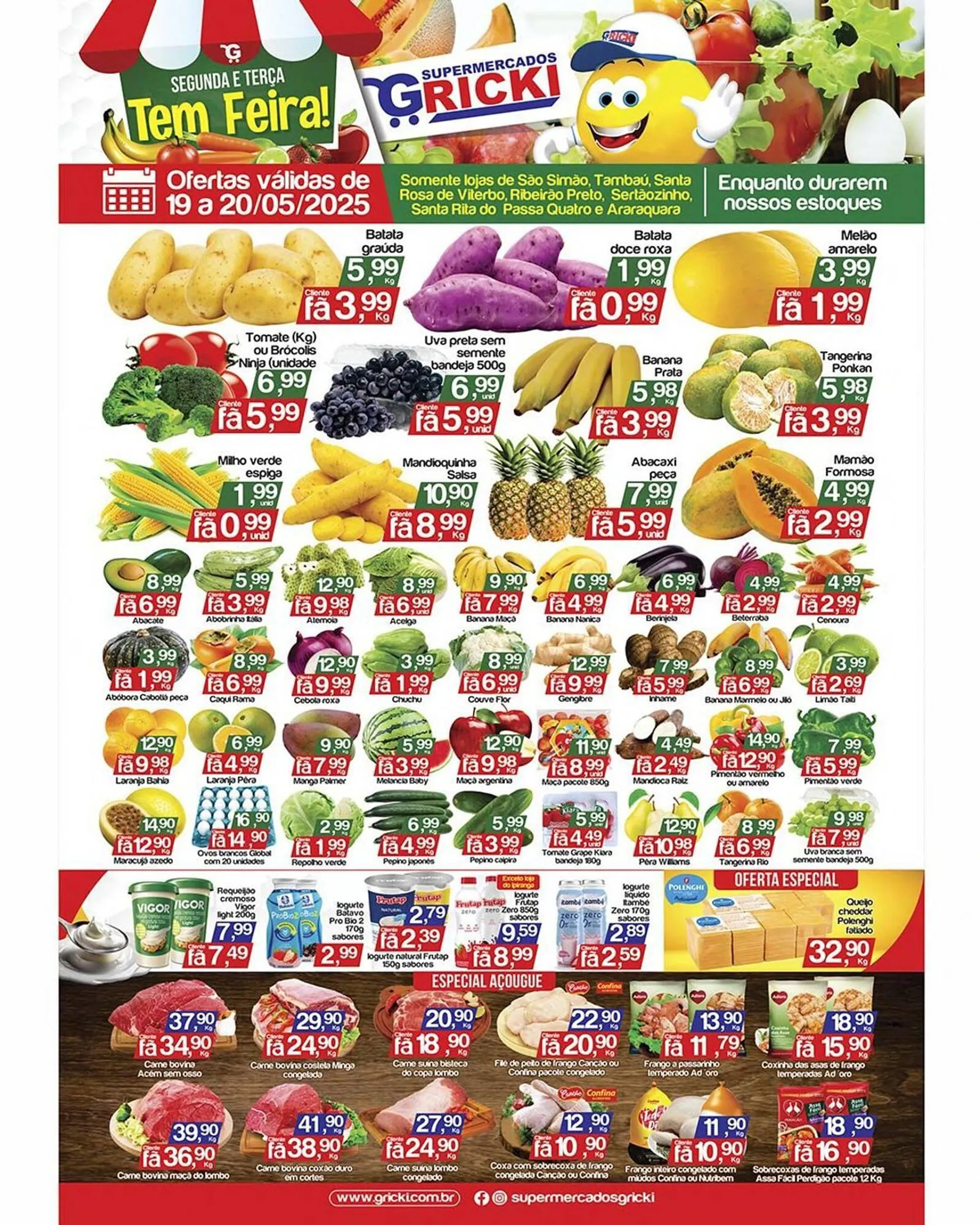 Encarte de Catálogo Supermercados Gricki 19 de maio até 20 de maio 2025 - Pagina 1