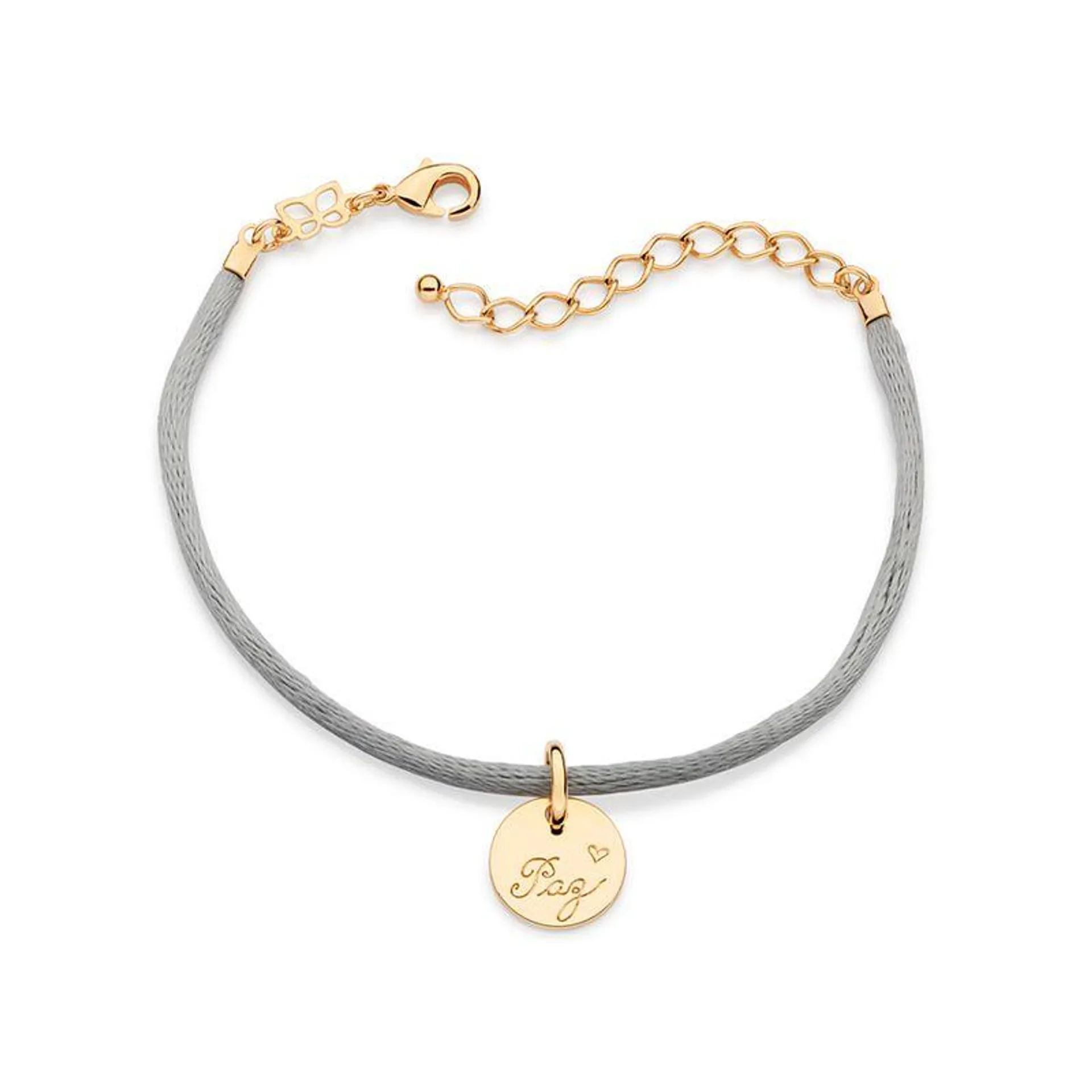 PULSEIRA TE DEDICO BANHADA A OURO 18K COM FIO ACETINADO E PINGENTE ESCRITO PAZ - TAM.20 5521182019