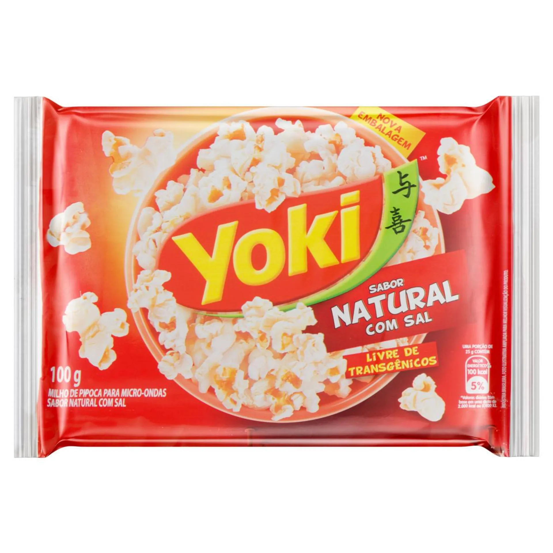 Pipoca p/ Micro-Ondas Popcorn Yoki Natural c/ Sal 100g