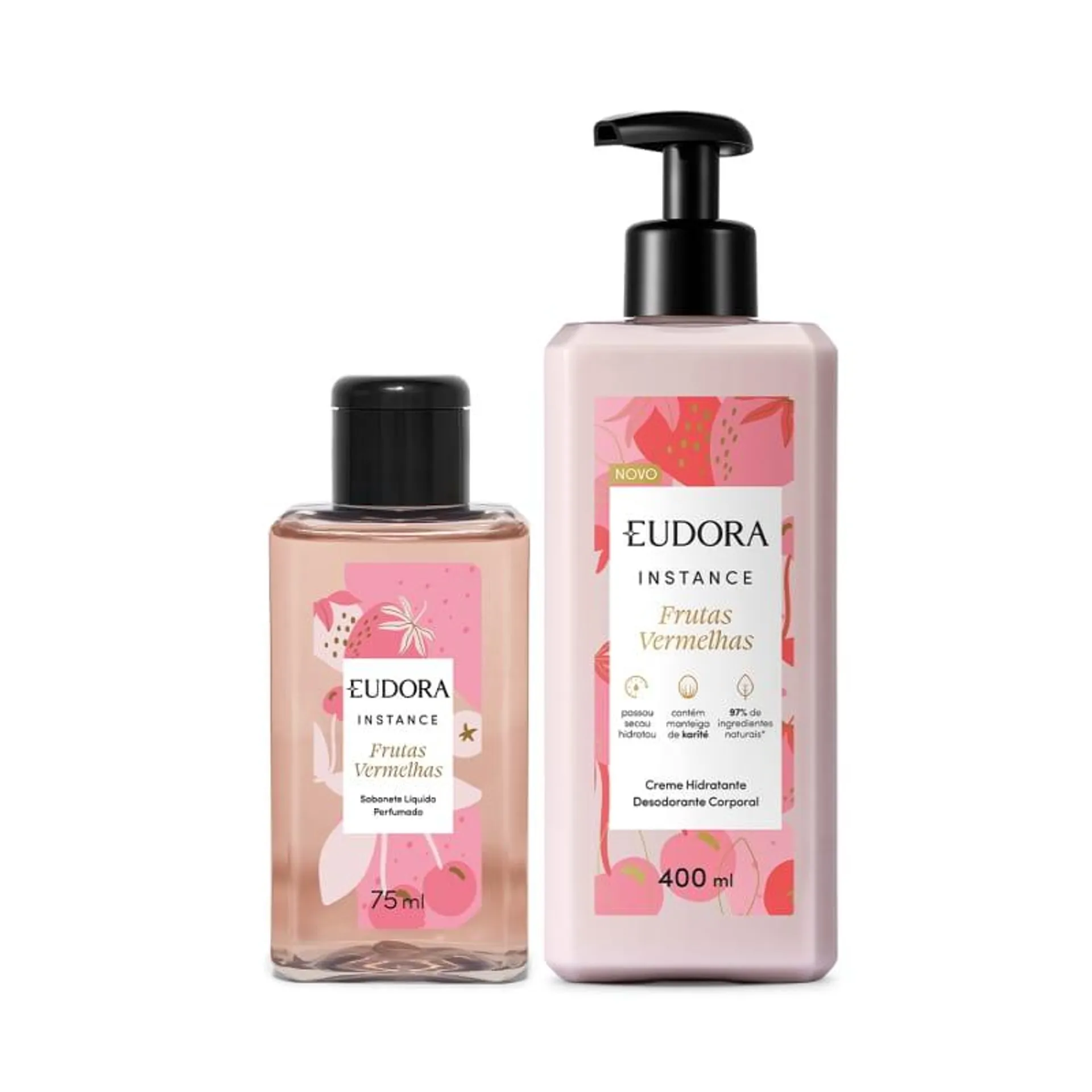 Combo Instance Frutas Vermelhas: Sabonete Líquido 75ml + Creme Hidratante Desodorante Corporal 400ml