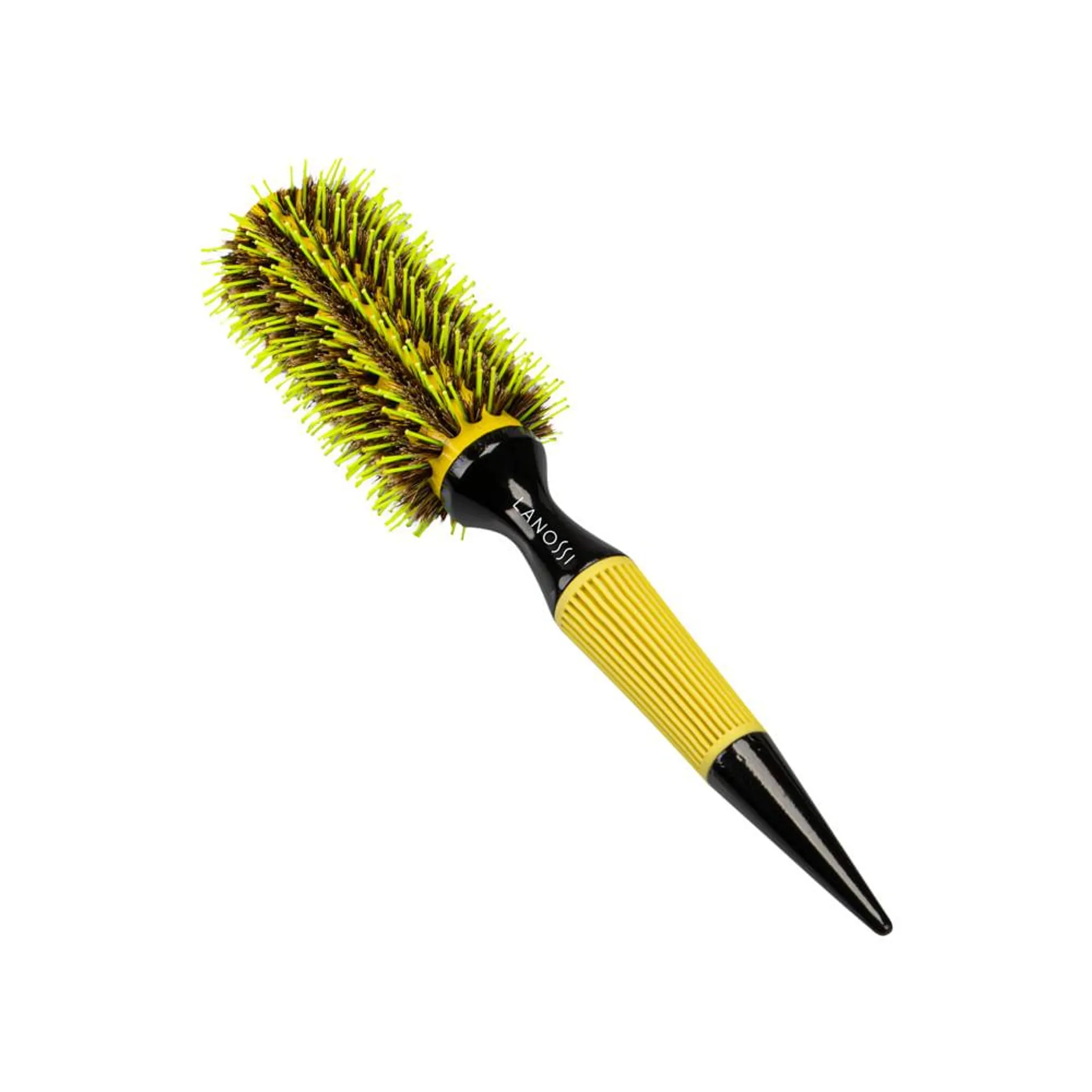 Escova de Cabelo Térmica 27mm Com Cerdas Mistas Madeira Ceramic Yellow LS0010 - Lanossi