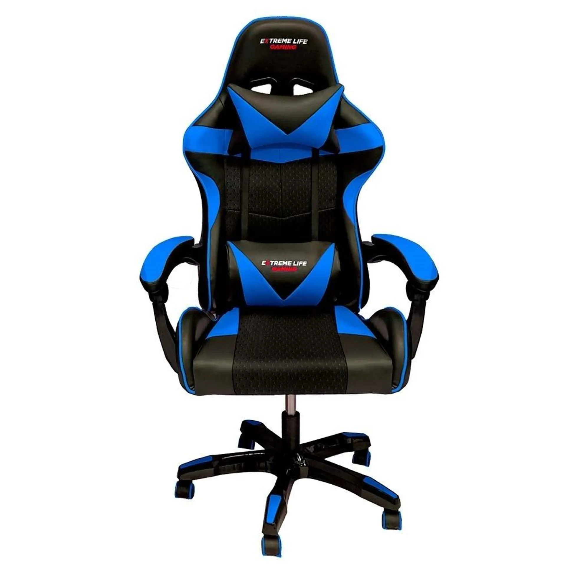 Cadeira Gamer Drakon ELG com Apoio Cervical e Lombar Apoio para o Braço Almofadado Articulado CH31BKBL Preto/Azul