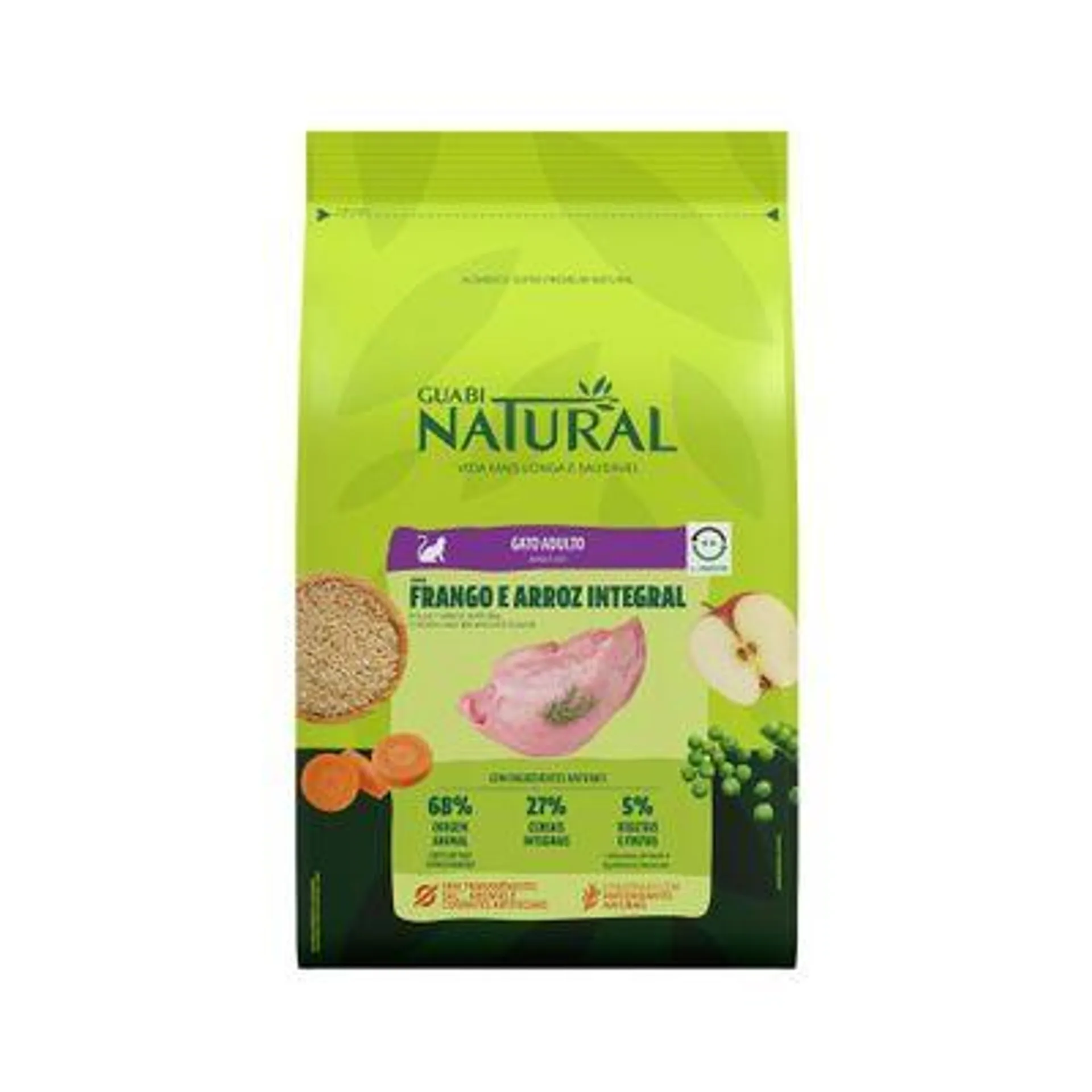 Ração Guabi Natural Gatos Adultos Frango e Arroz Integral 1,5 kg