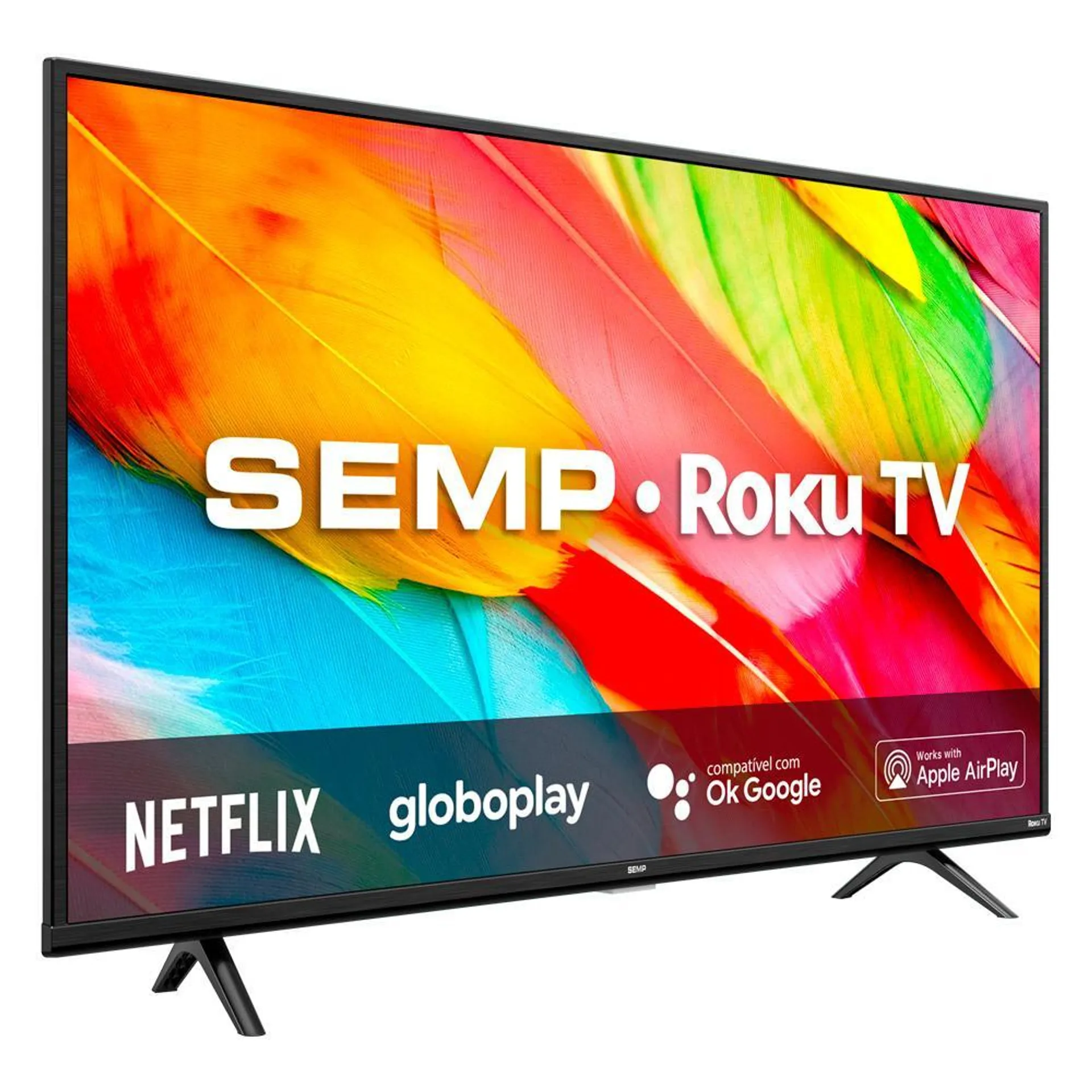 Smart TV LED 43" Semp Roku Full HD 3 HDMI 1 USB Preta Bivolt