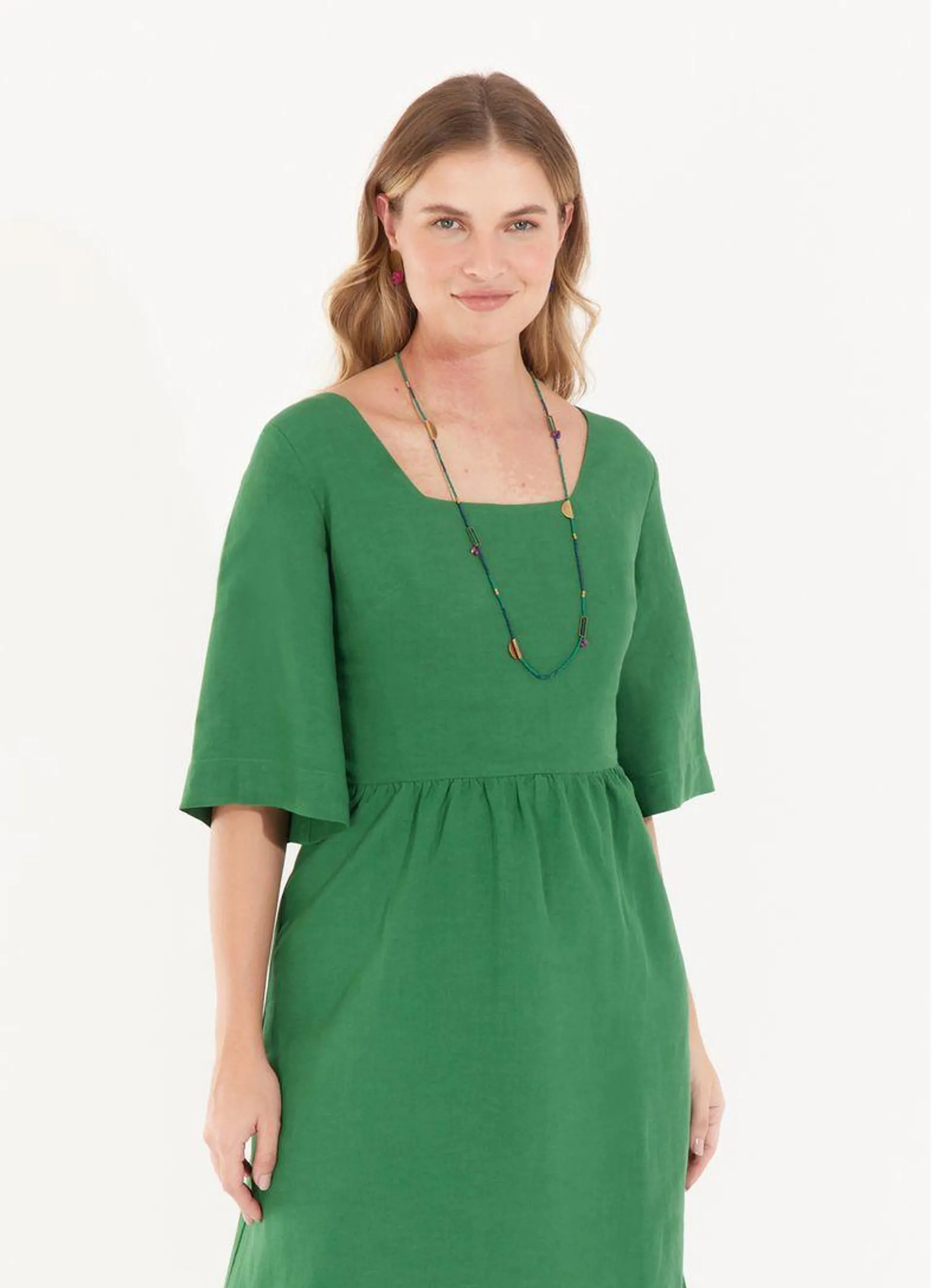 Vestido linho verde