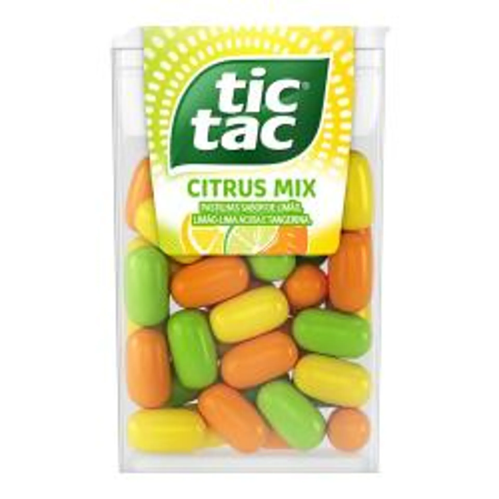 Pastilha Citrus Mix Limão, Limão-lima Ácida E Tangerina Tic Tac Caixa 14,5g