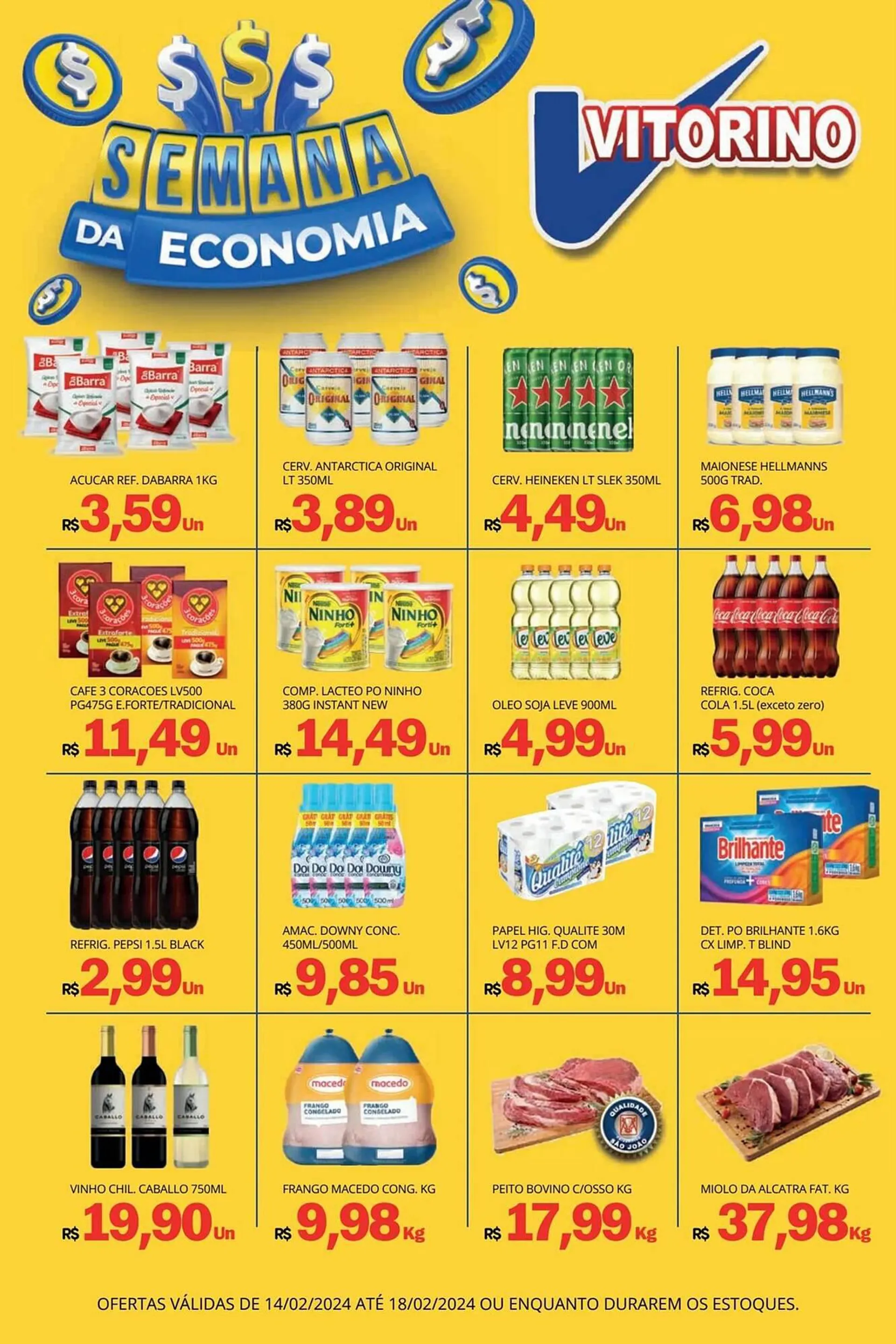 Encarte de Catálogo Supermercado Vitorino 14 de fevereiro até 18 de fevereiro 2024 - Pagina 