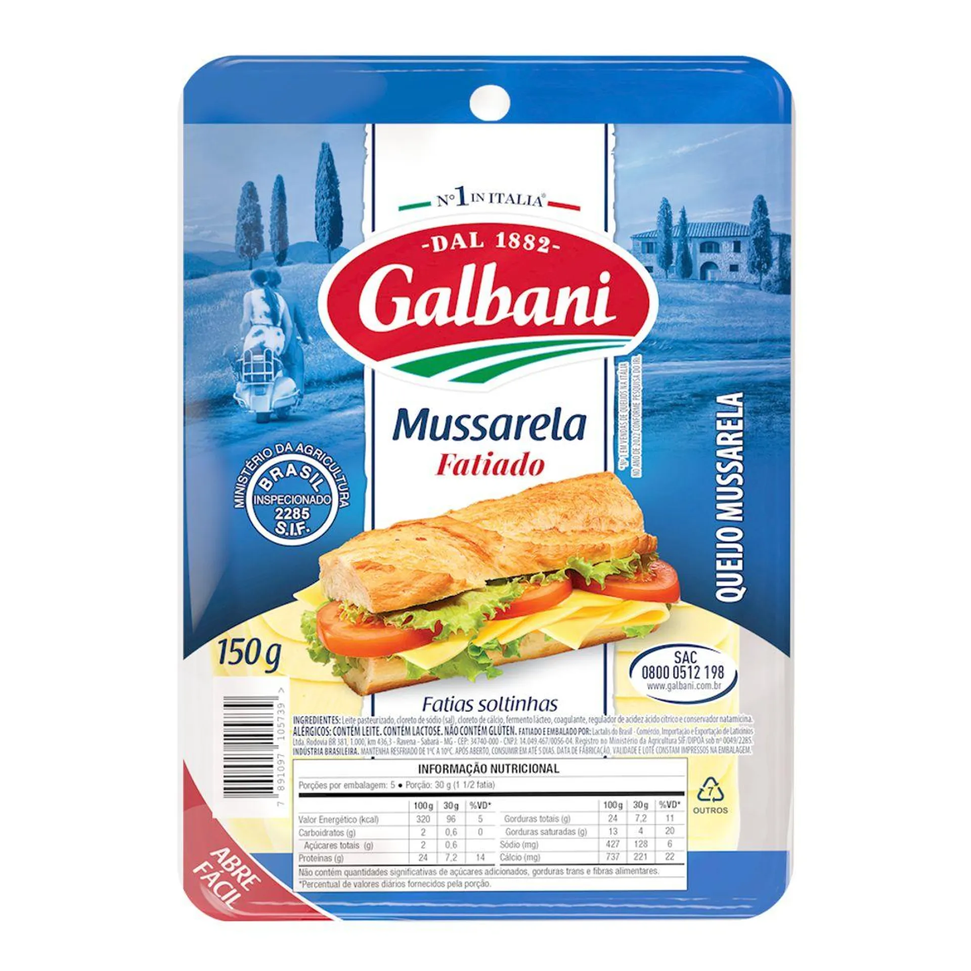 Queijo Muçarela Galbani Fatiada 150g