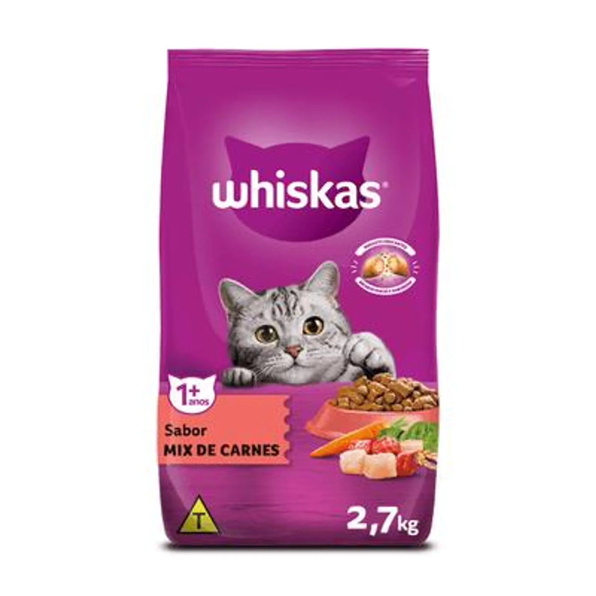 Ração Whiskas Gatos Adultos Mix Carne 2,7 kg