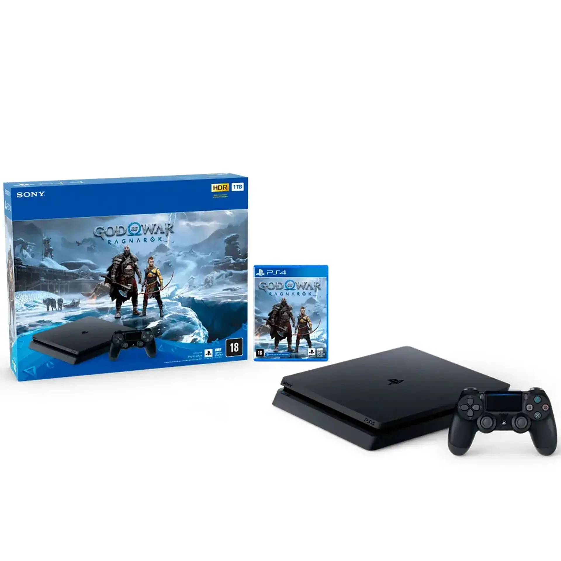 Console Playstation 4 1TB 1 Controle sem Fio DualShock + God Of War Ragnarok - Preto - Bivolt