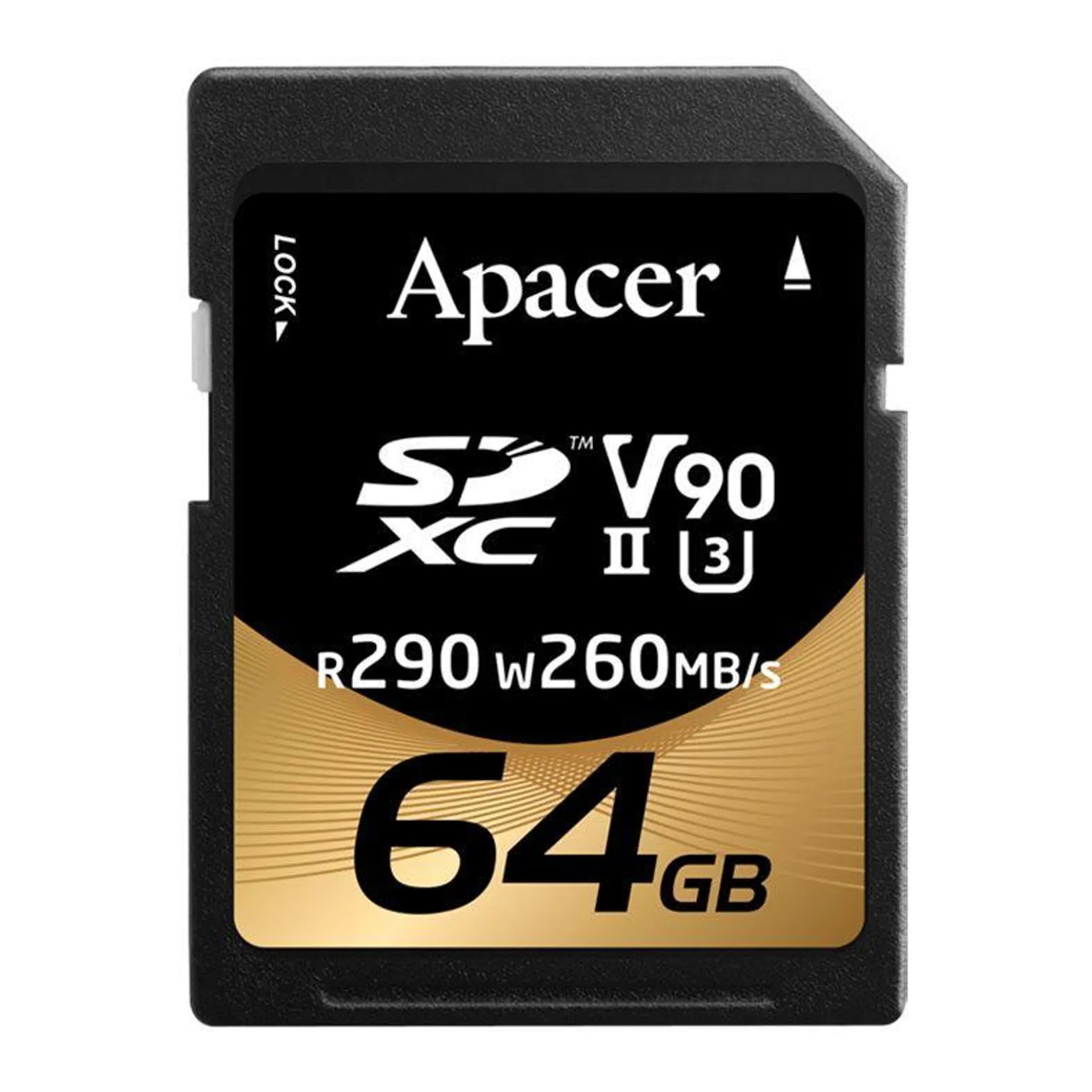 Cartao de Memoria Apacer, 64GB, SDXC, UHS-II, V90, Com Adaptador, AP64GSDXC10V9-R