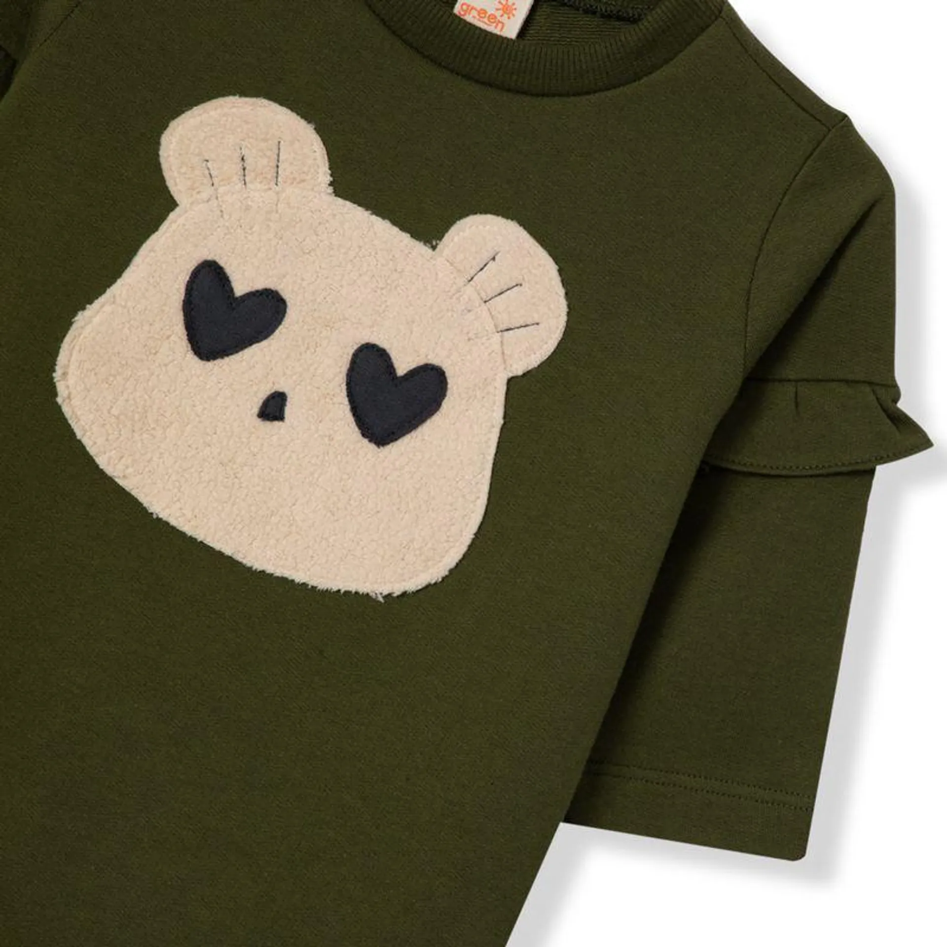 Vestido Toddler Sweet Bear Verde Manga Longa