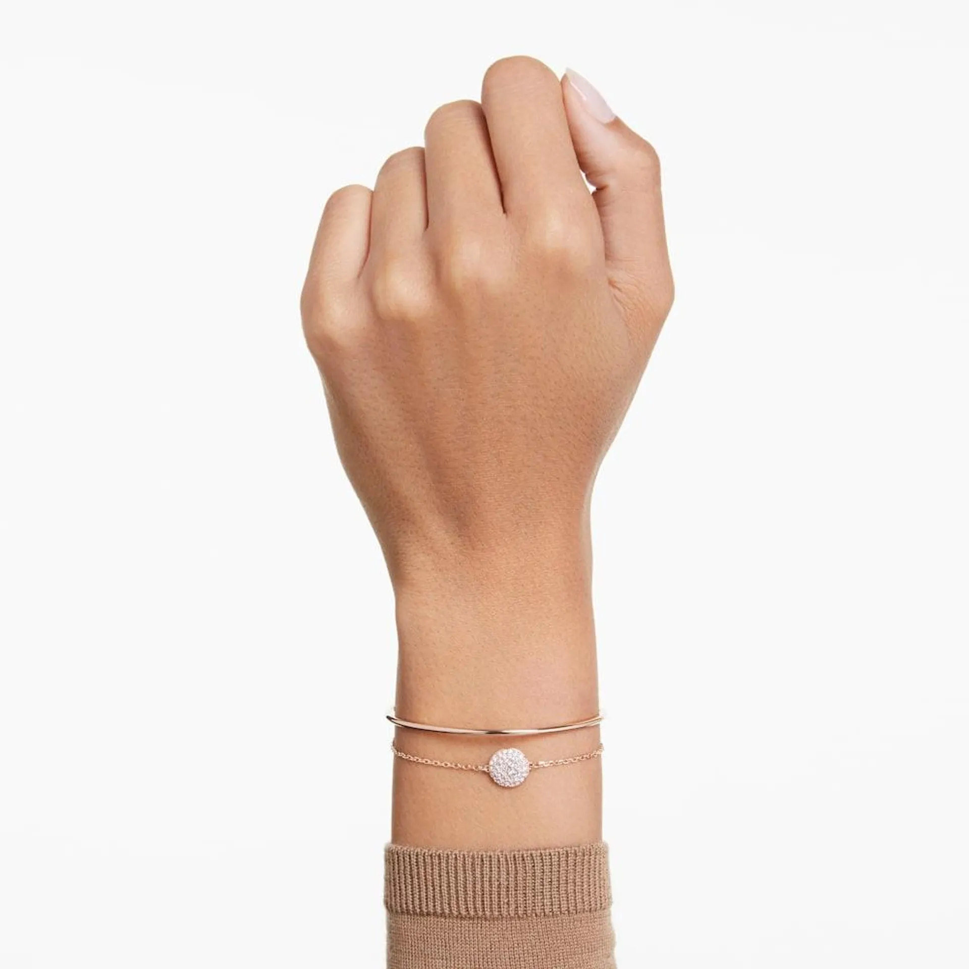 Brazalete Meteora, Blanco, Baño tono oro rosa