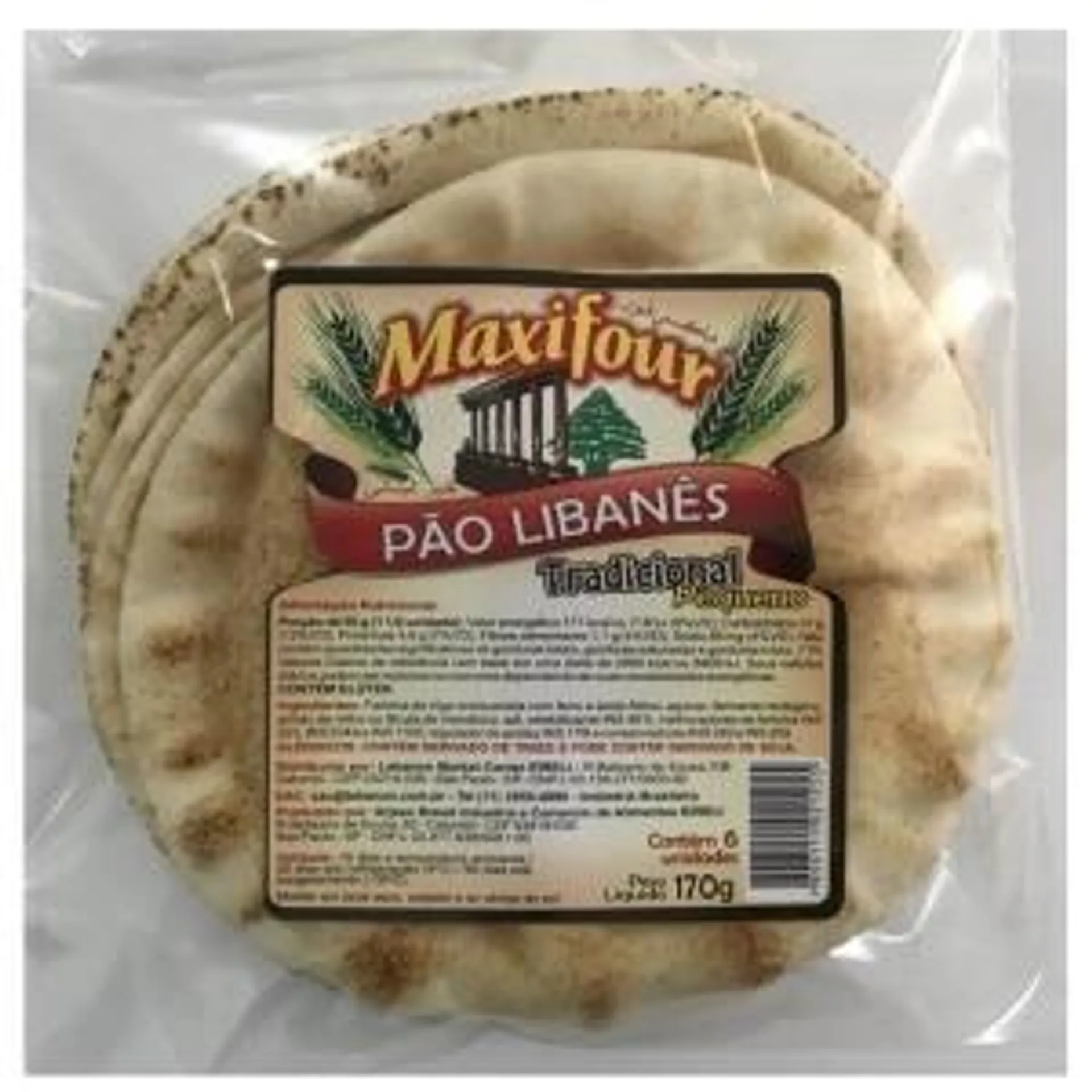 Pão Maxifour Libanês Tradicional Pequeno 170g