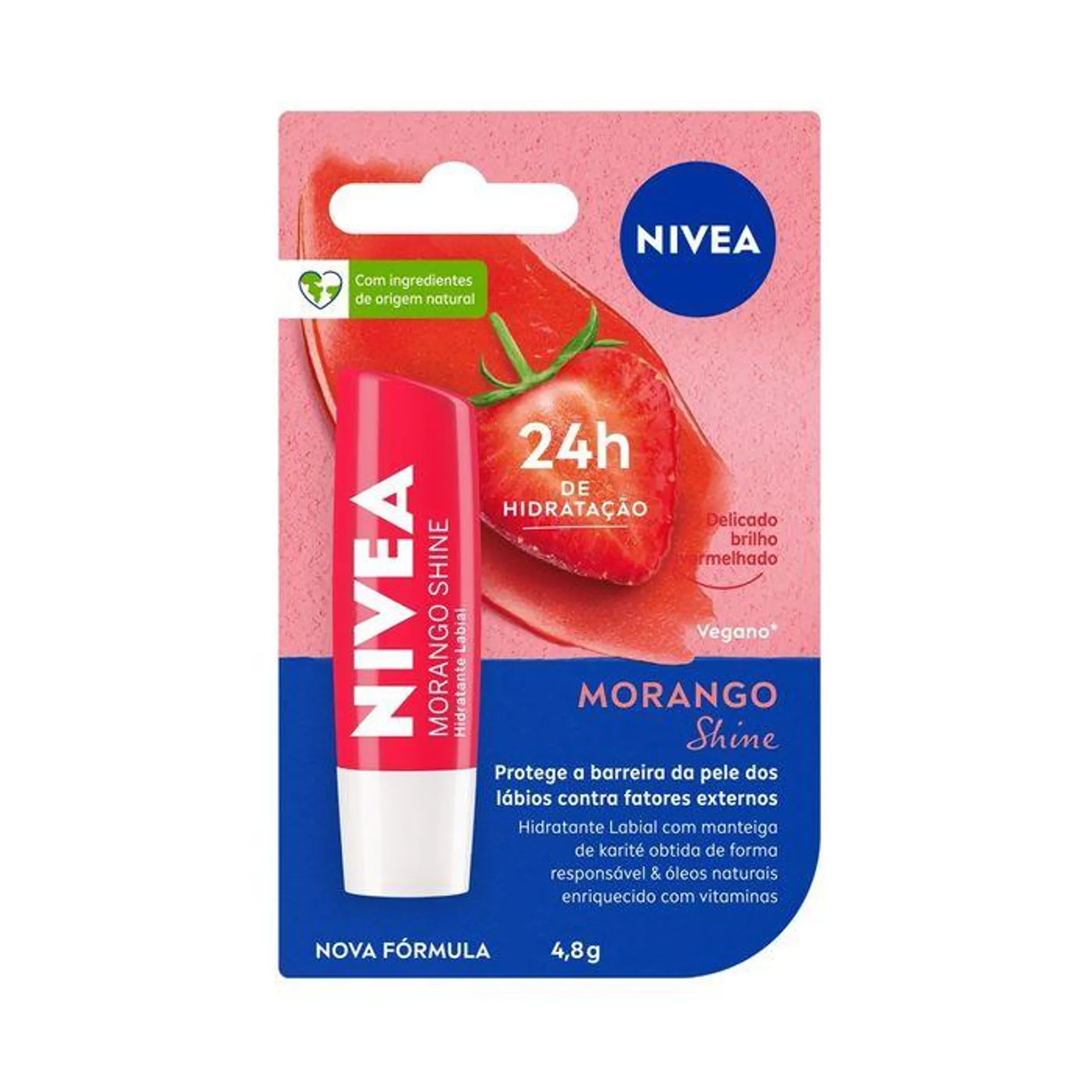 Nivea Hidratante Labial Morango Shine 4,8 g