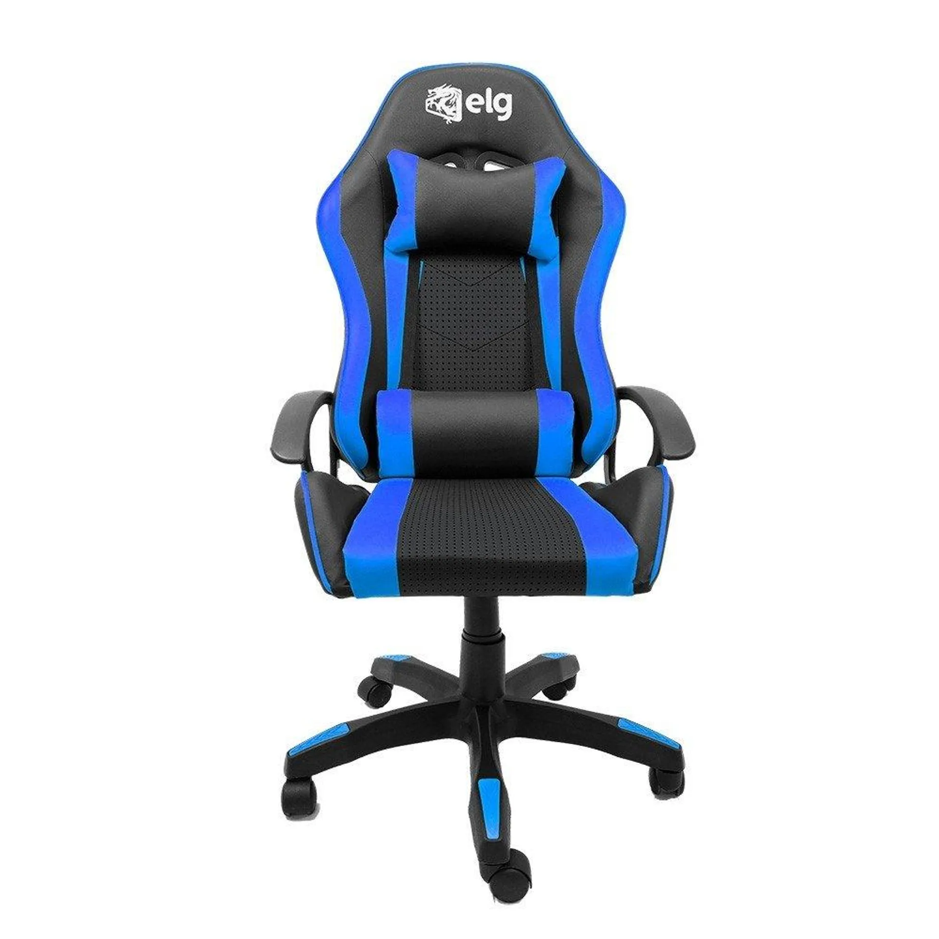 Cadeira Gamer Syrax ELG com Ajuste de Altura e Apoio para Cervical e Lombar CH36BKBL Preto/Azul