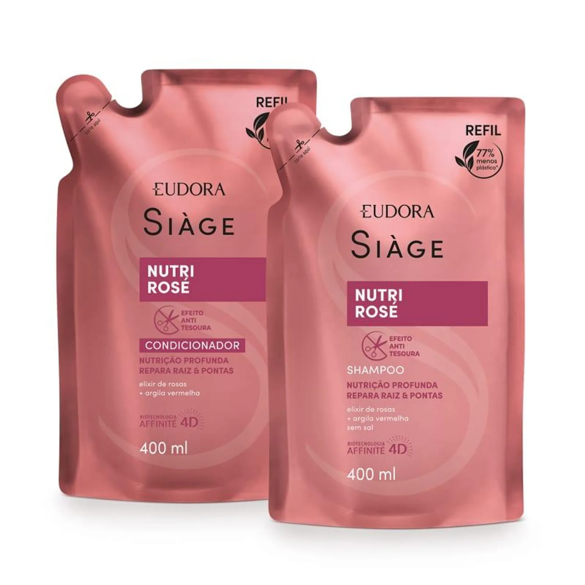 Combo Refil Siàge Nutri Rosé: Shampoo 400ml + Condicionador 400ml