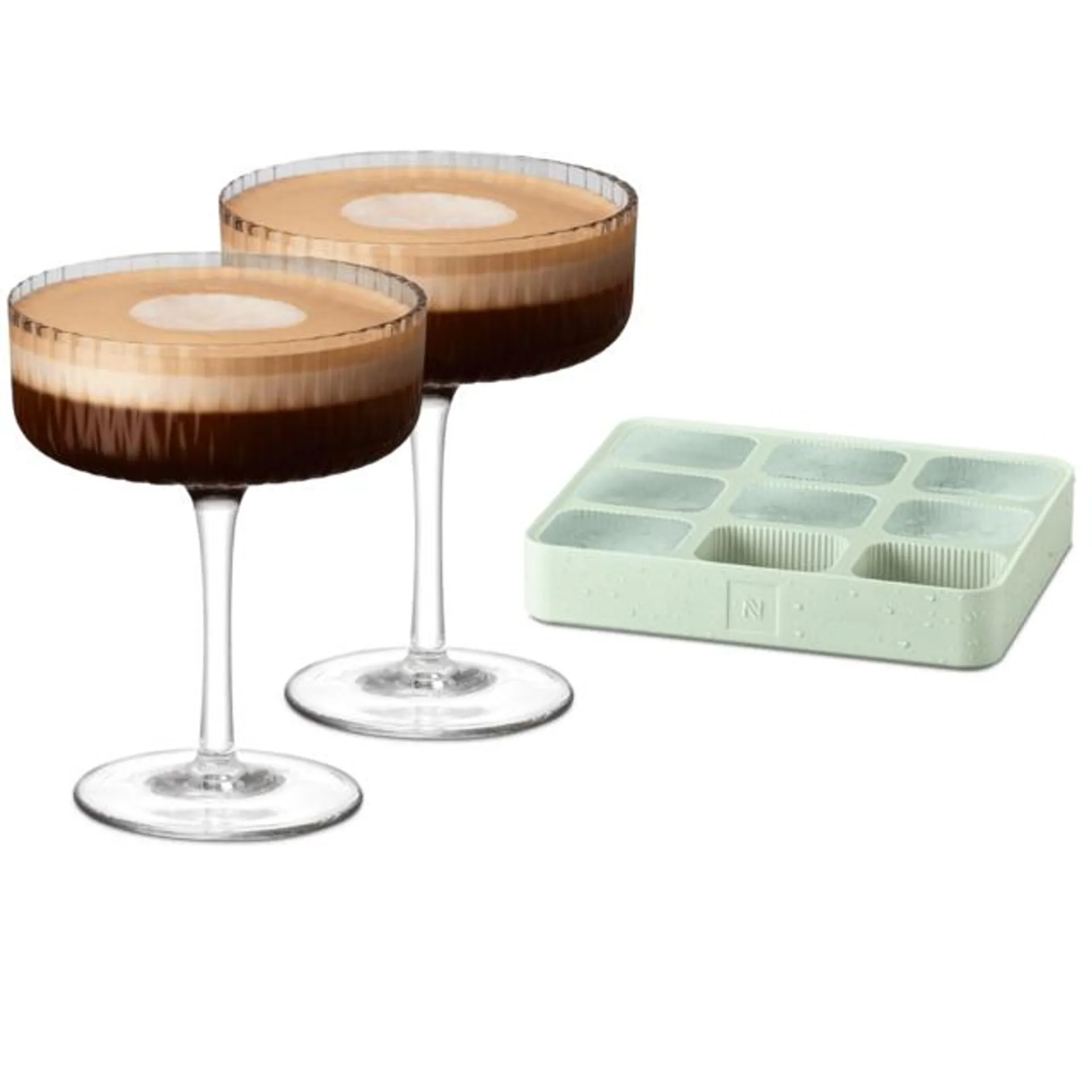 Kit 2 Espresso Cocktail Glass + Bandeja Formas de gelo