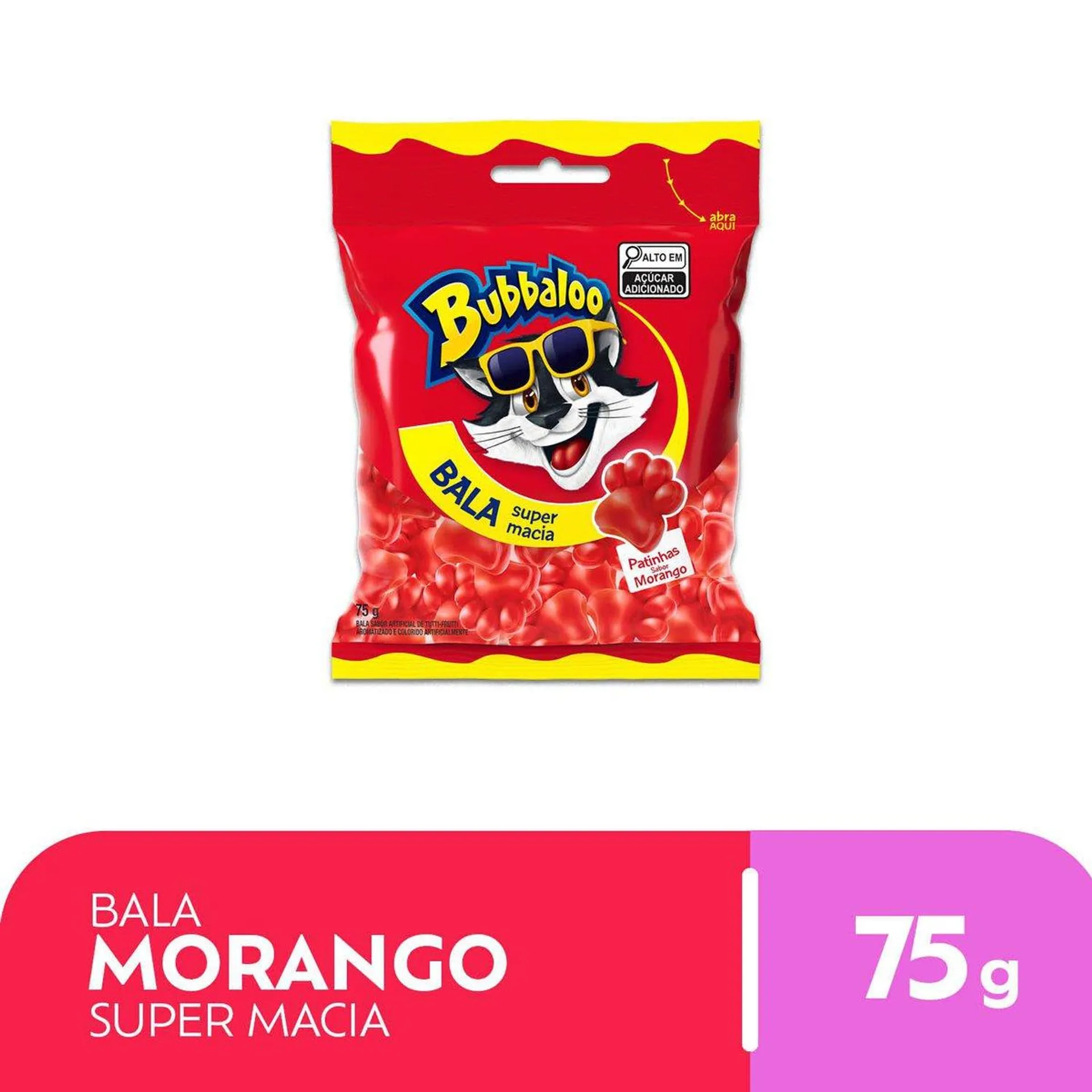 Bala Macia Bubbaloo Morango - 75g