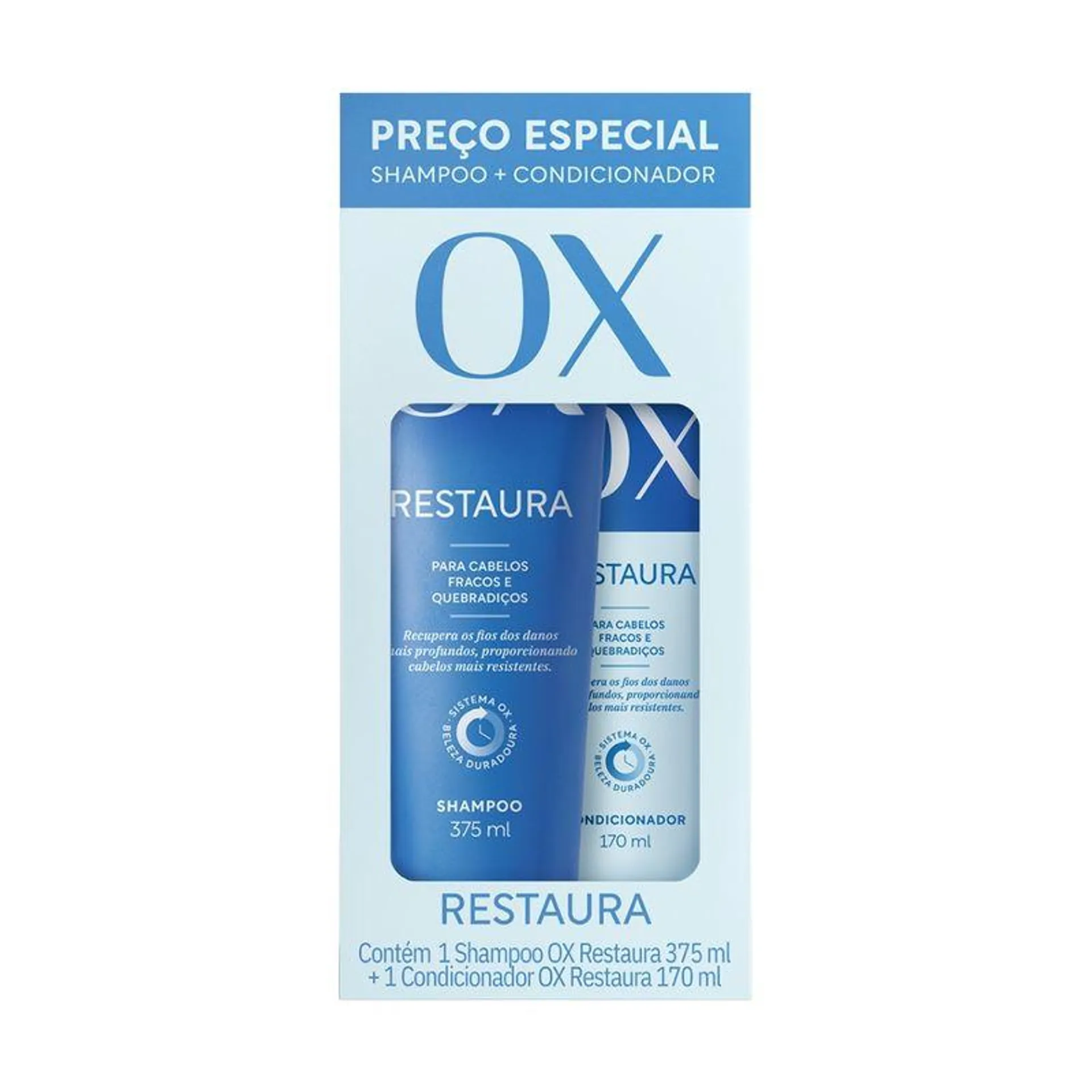 Shampoo 375ml E Condicionador 170ml OX Restaura