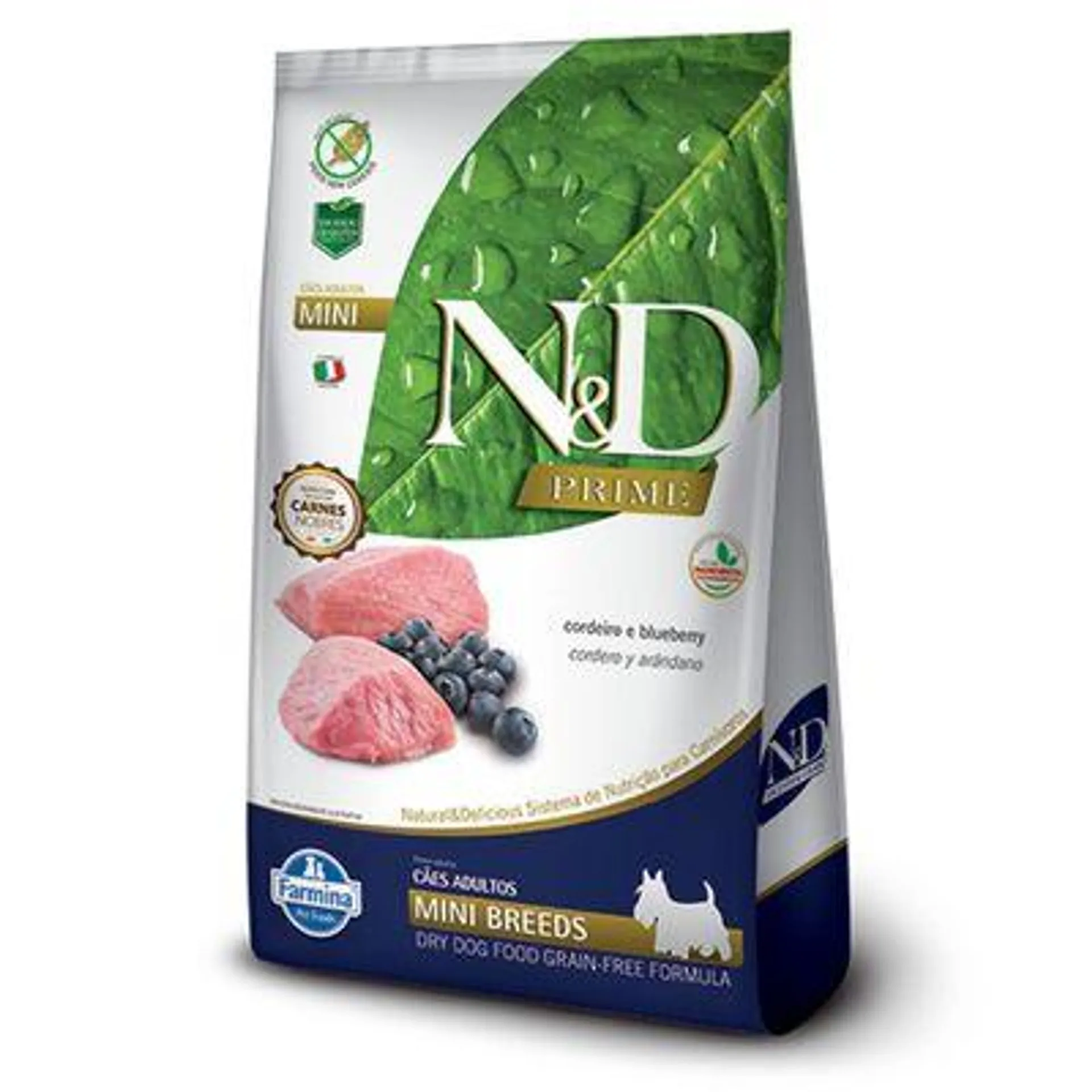 Ração N&D Prime Cães Adultos Mini Cordeiro e Blueberry 800 g