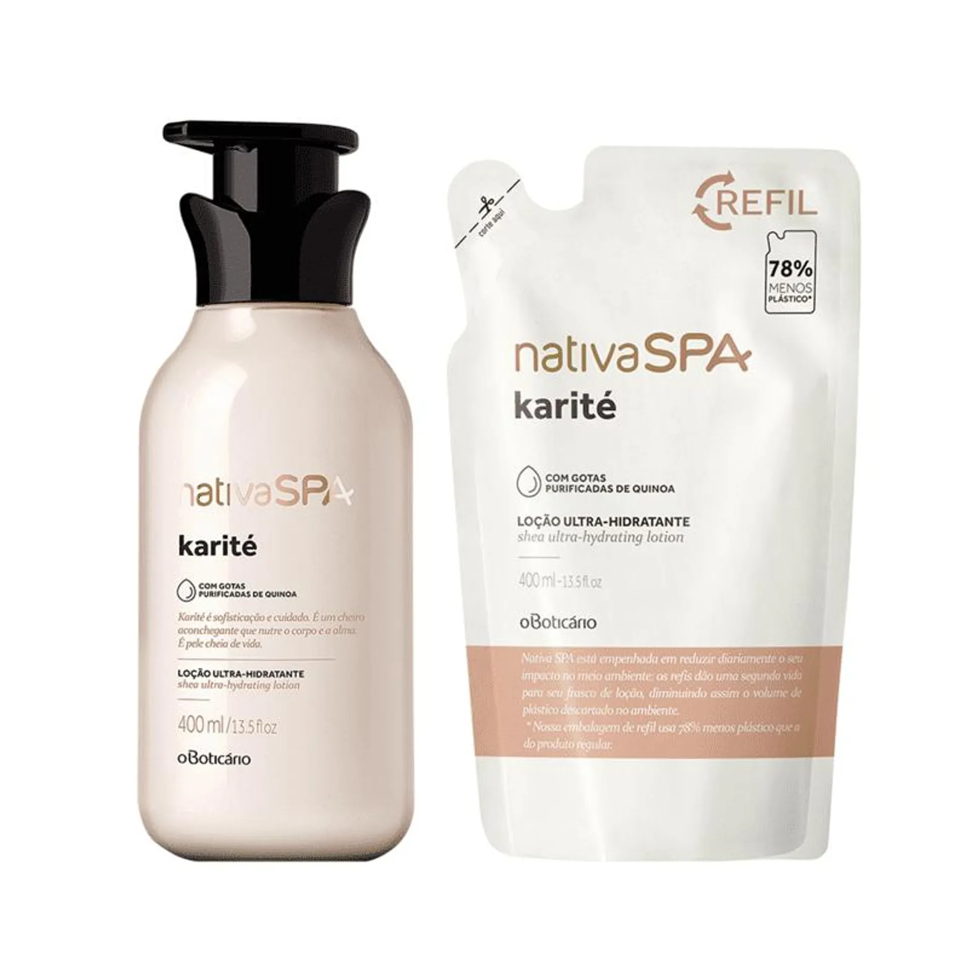 Combo Nativa Spa Karité: Loção Desodorante Hidratante Corporal + Refil