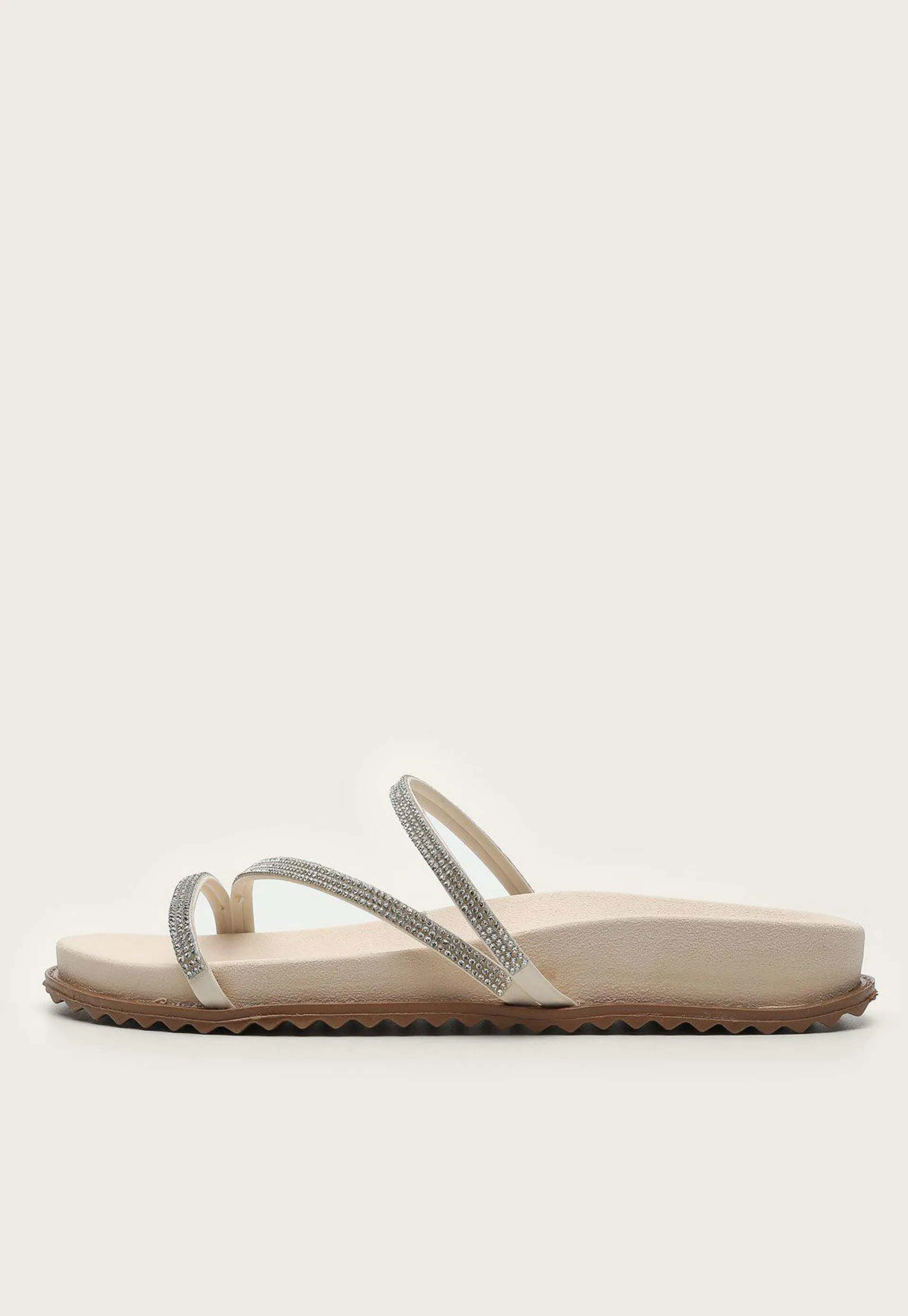 Rasteira Papete Dafiti Shoes Tiras Off-White