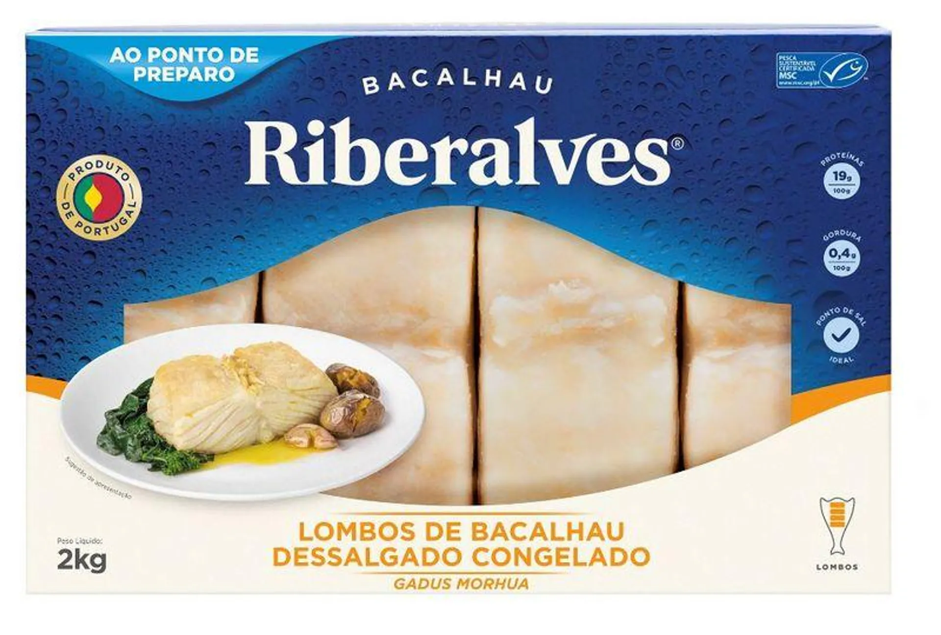 Lombo de Bacalhau Dessalgado Riberalves Pacote 2kg