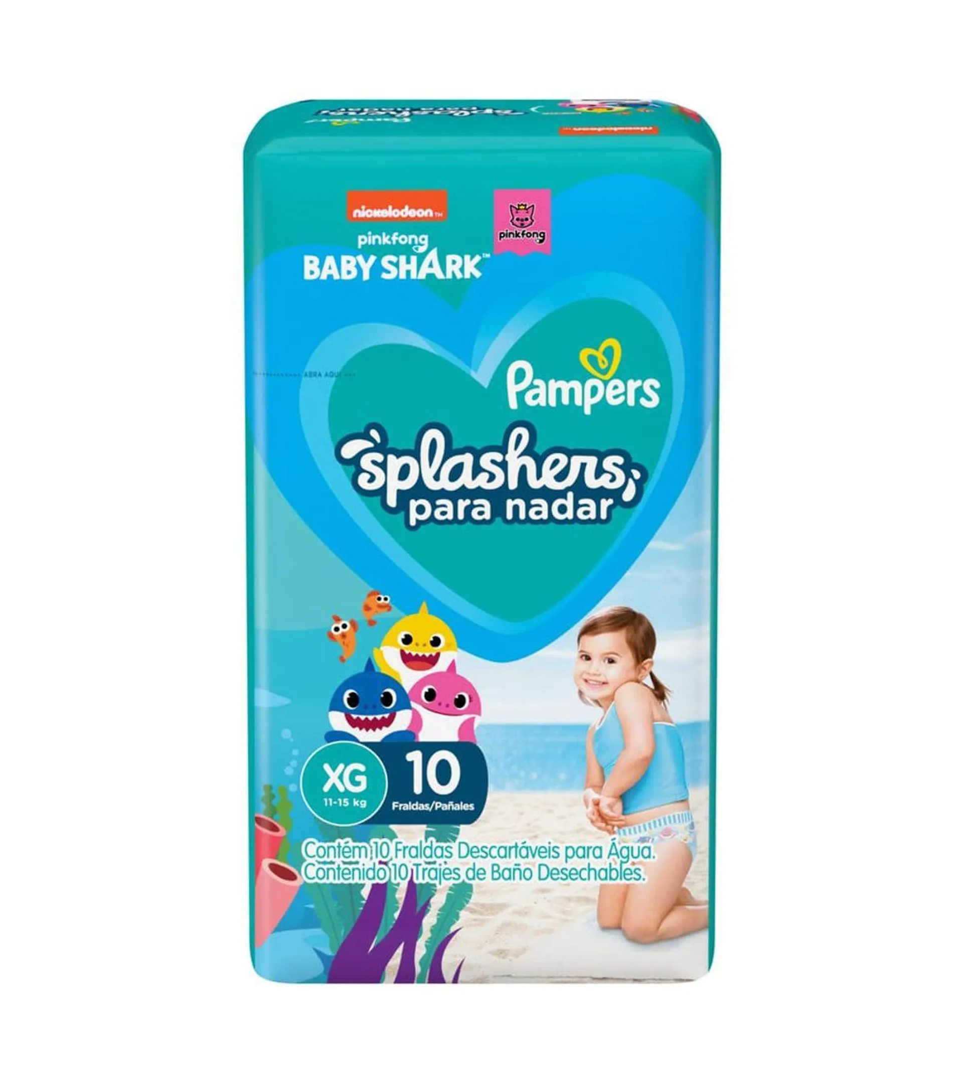 Fralda Descartavel Infantil Pampers Splashers Xg Pacote 10 Unidades