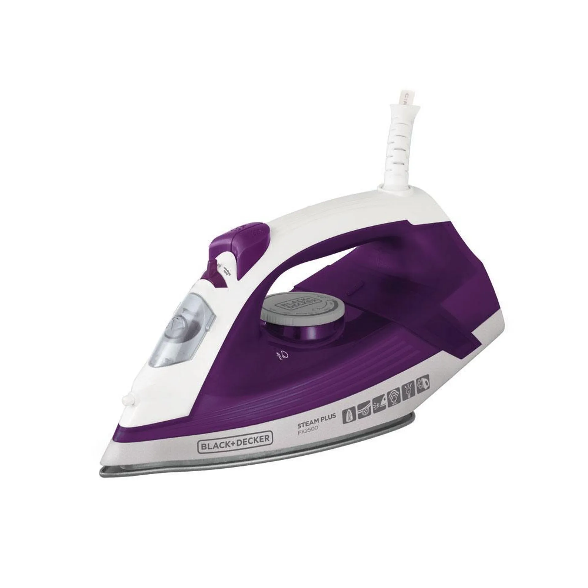 Ferro de Passar Roupa Vapor Spray Black & Decker FX2500 Branco e Roxo 127V