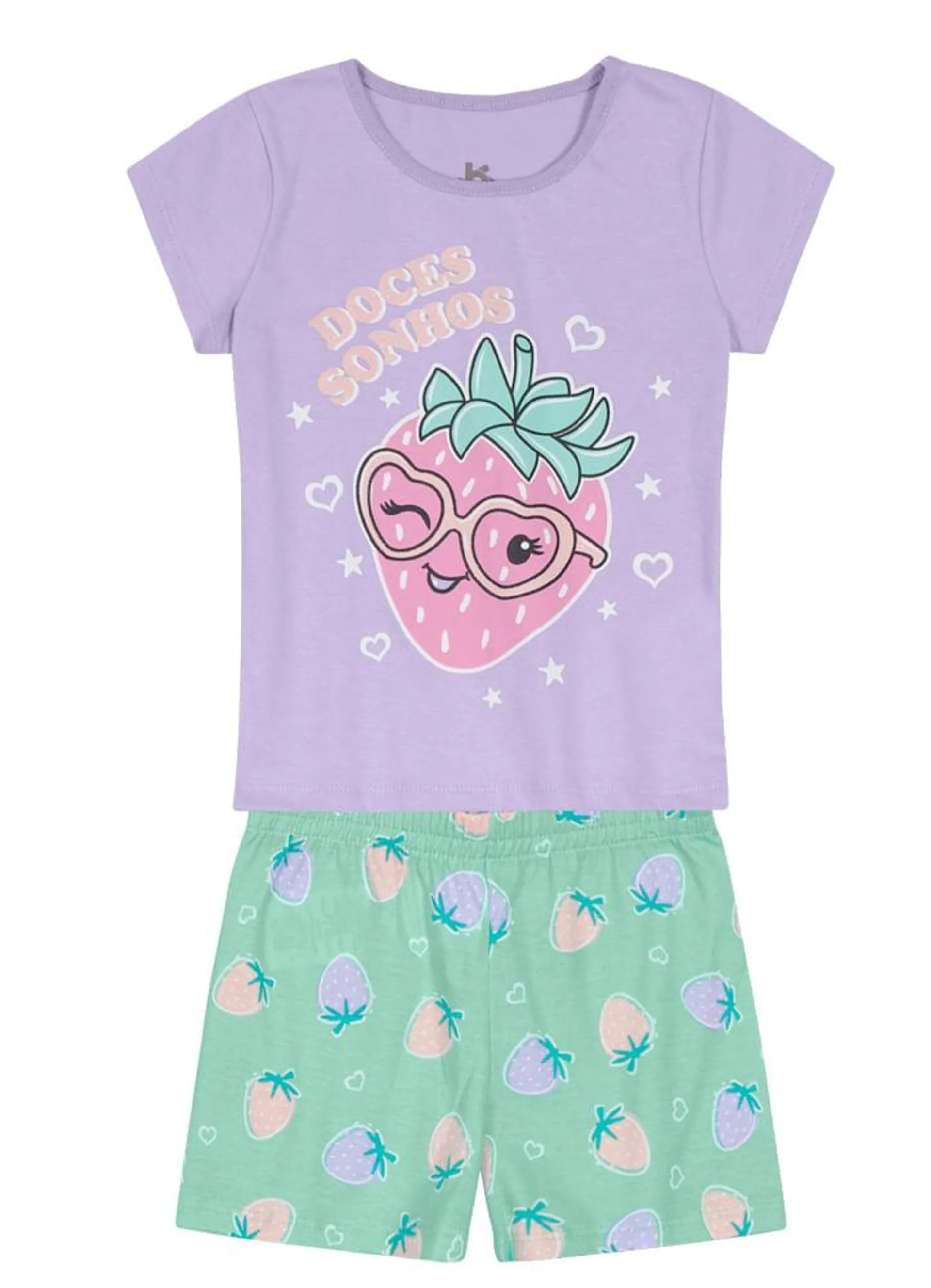 Pijama brilha no escuro de malha infantil menina Brandili