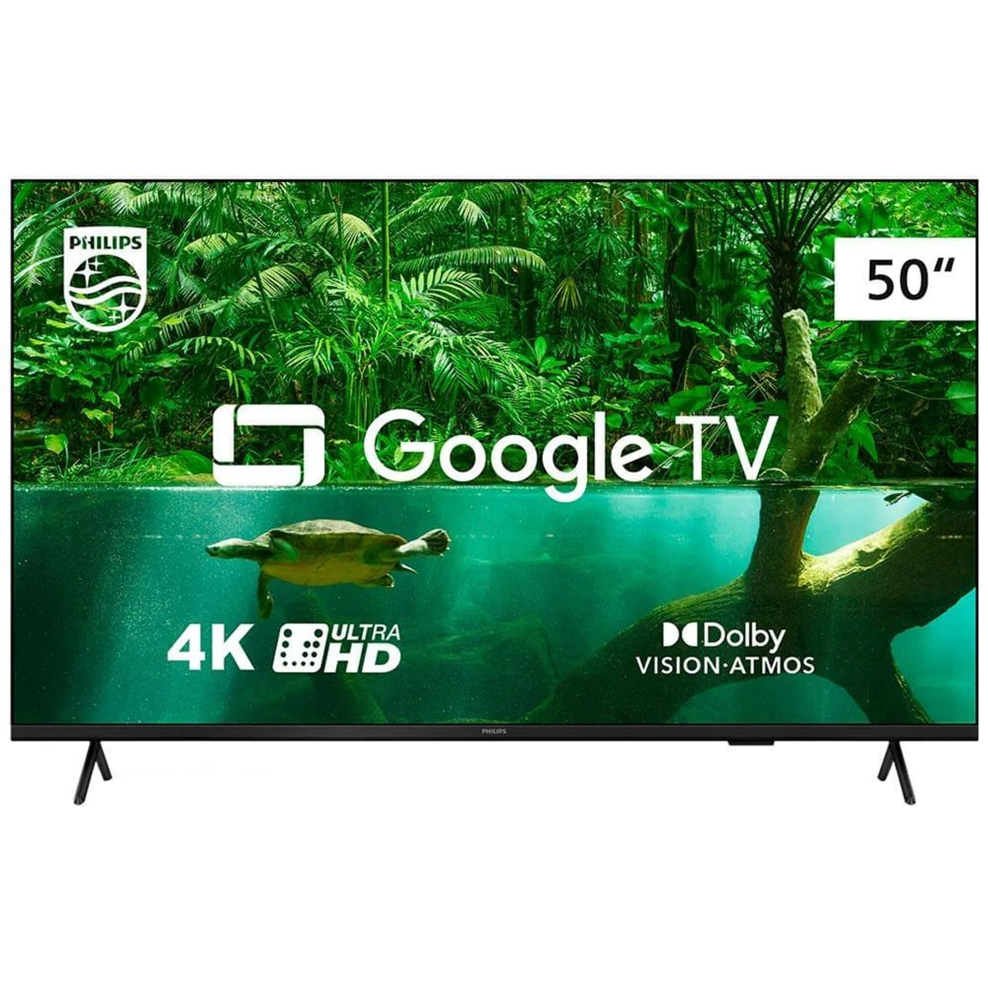 Smart TV 50" Ultra HD 4K Philips 50PUG7408/78 com Google TV, HDR10+, Dolby Vision, Dolby Atmos, Bluetooth 5.0 e Chromecast Integrado