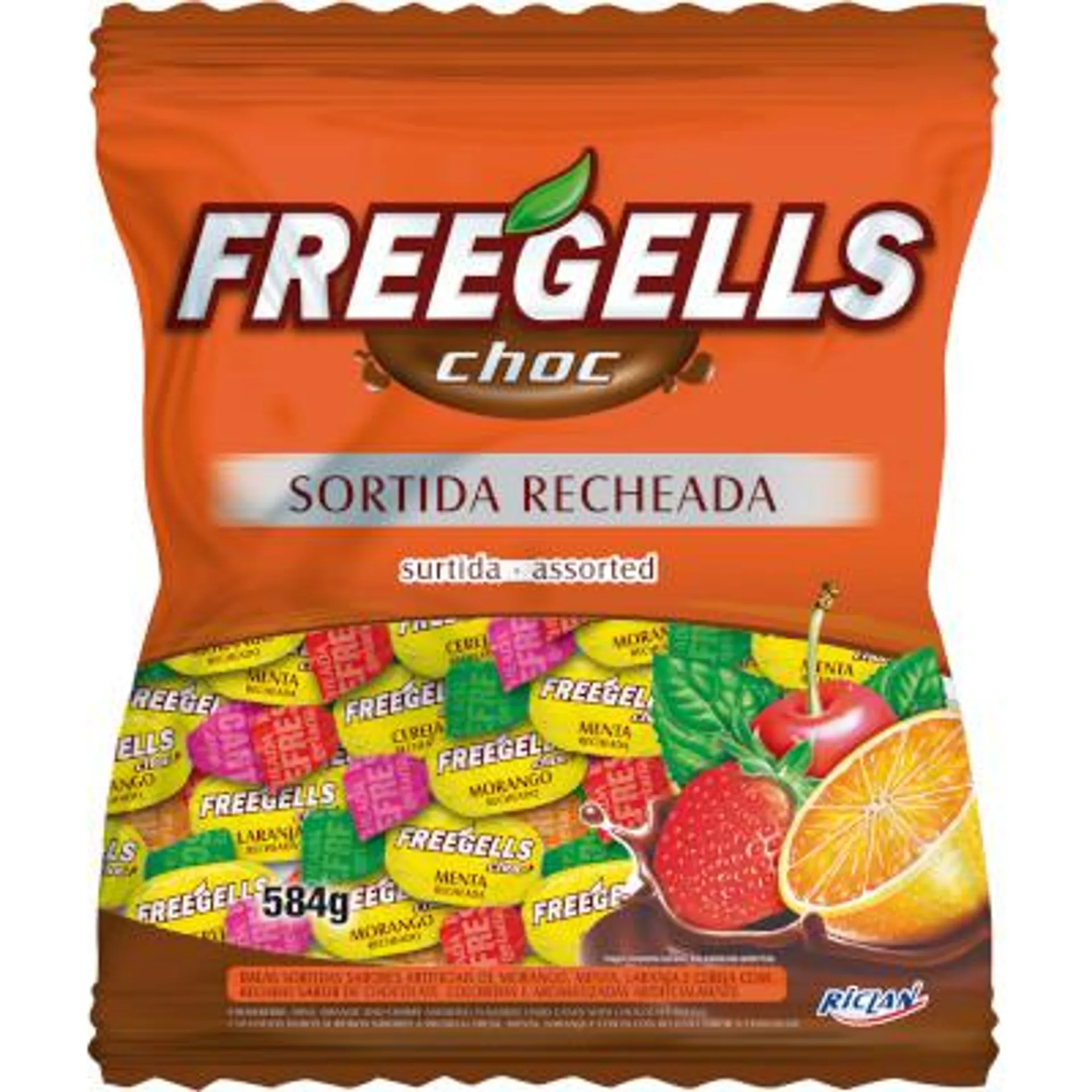 Bala Recheada Sortida pacote 584g - Freegells