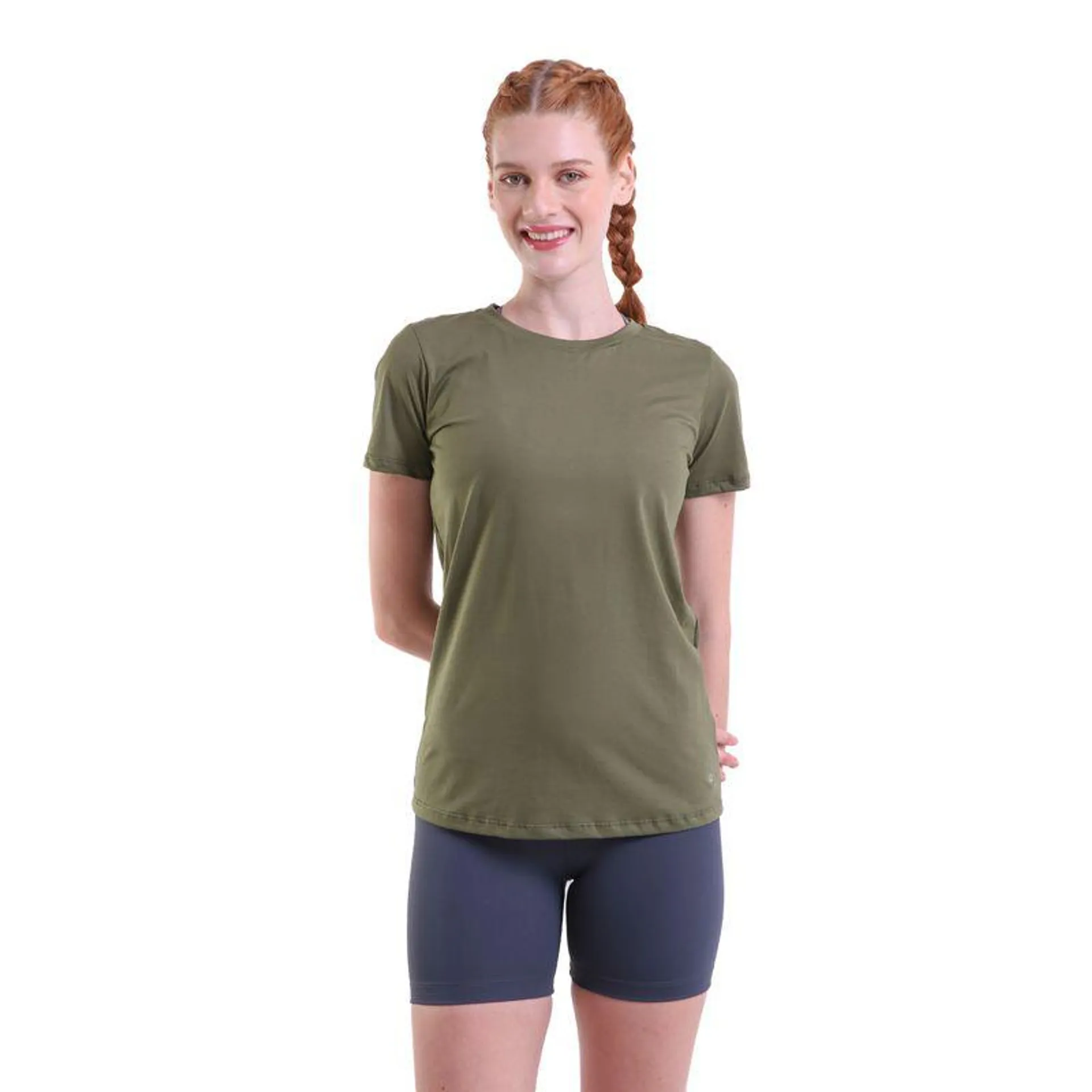 Camiseta Feminina Manga Curta Malha Pima Verde Militar