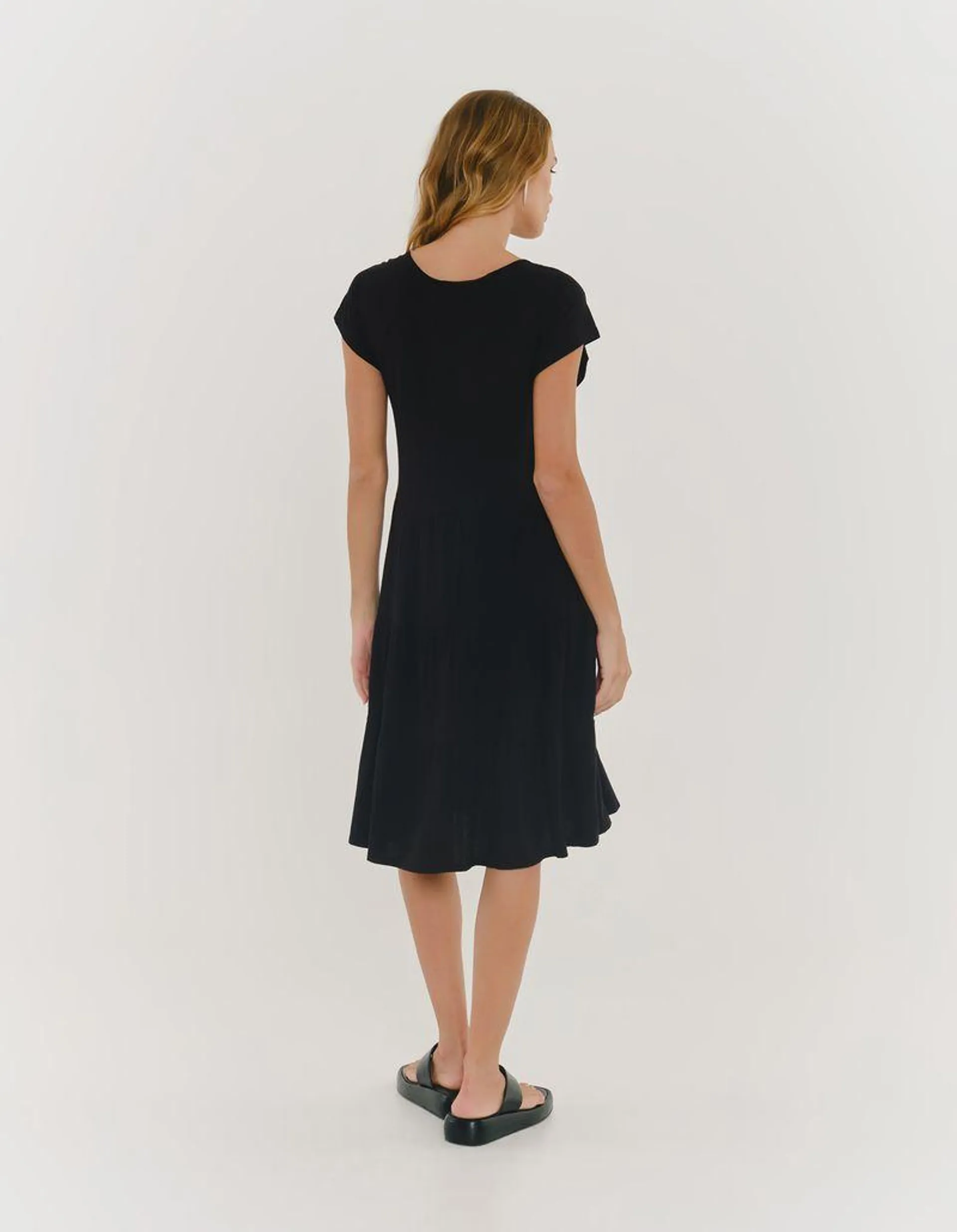 Vestido Canelado Marias Curto - Preto