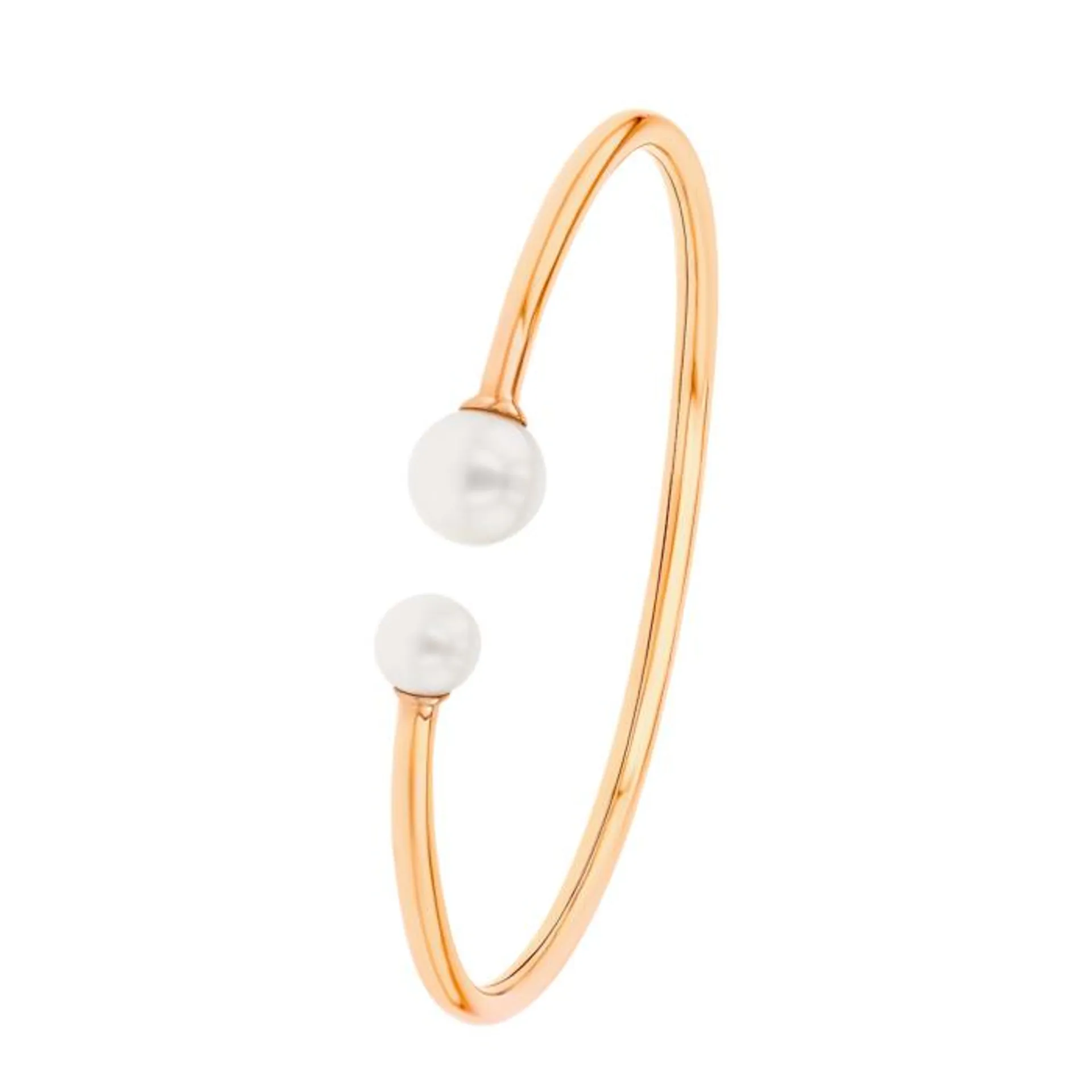 Kiku Glow Bangle in 18K Rose Gold With Two Freshwater Pearls