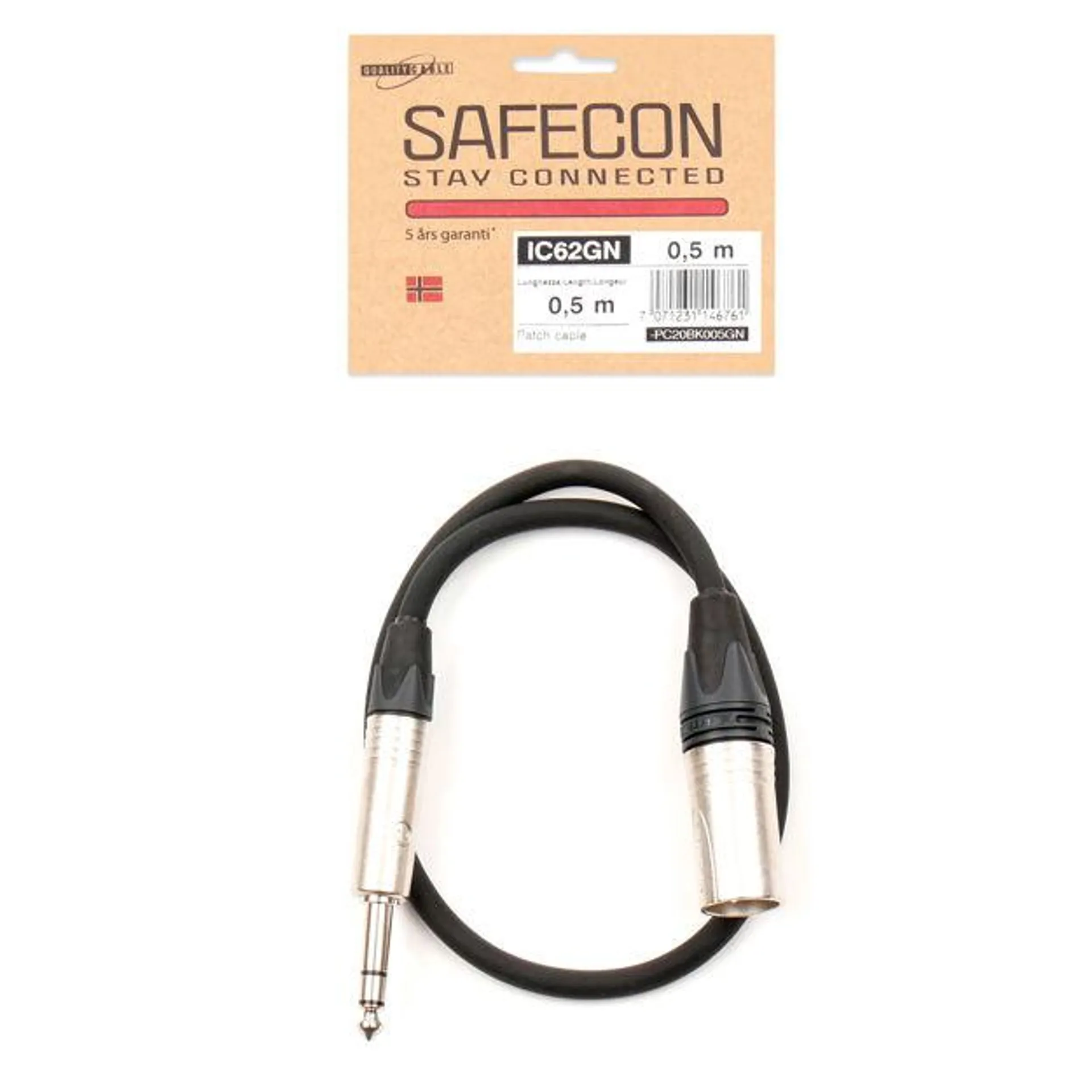 SAFECON IC62 GN (PC20GN) 5,0 M TRS jack/XLR hann