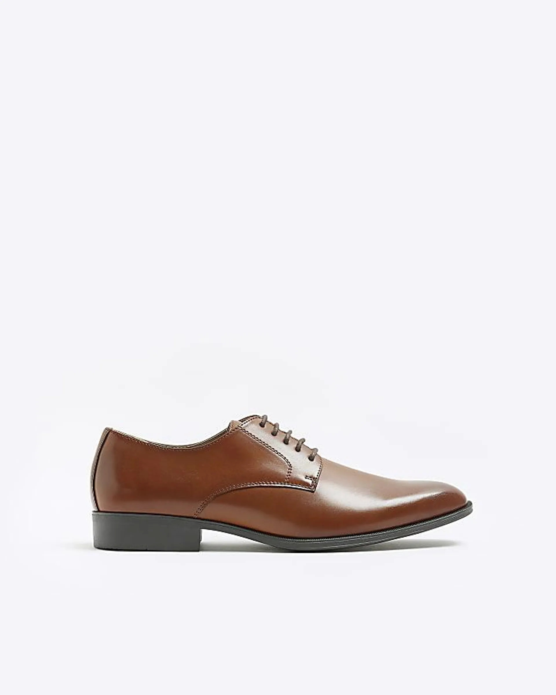 Brown pointed formal derby shoes
