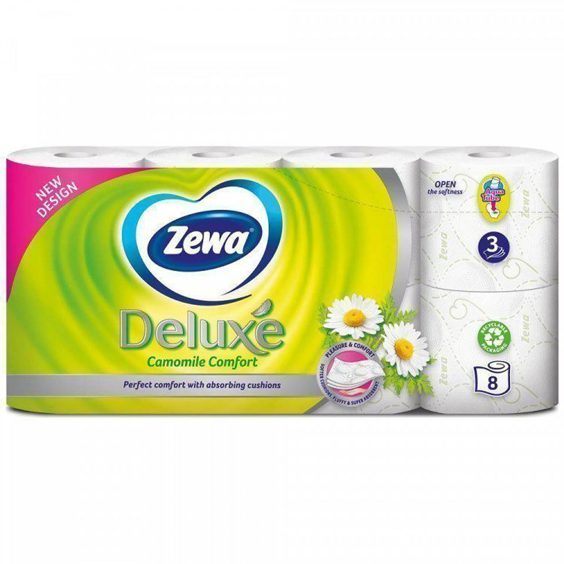 Zewa Deluxe Χαρτί Υγείας Χαμομήλι 3φύλλων 8άρι 0,728kg