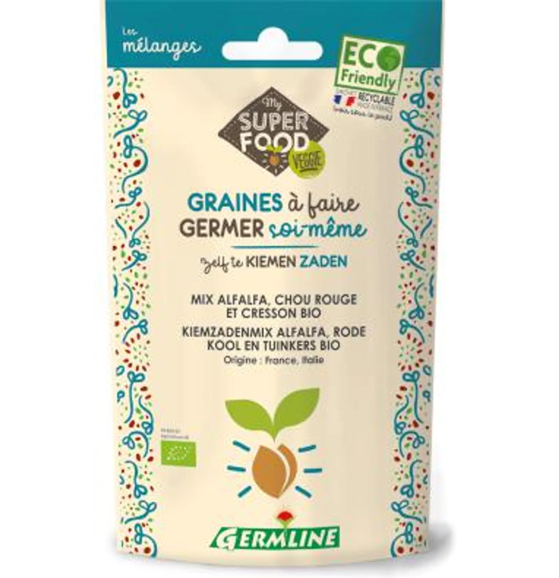 Graines à germer Alfalfa - Cresson - Chou rouge (150g)