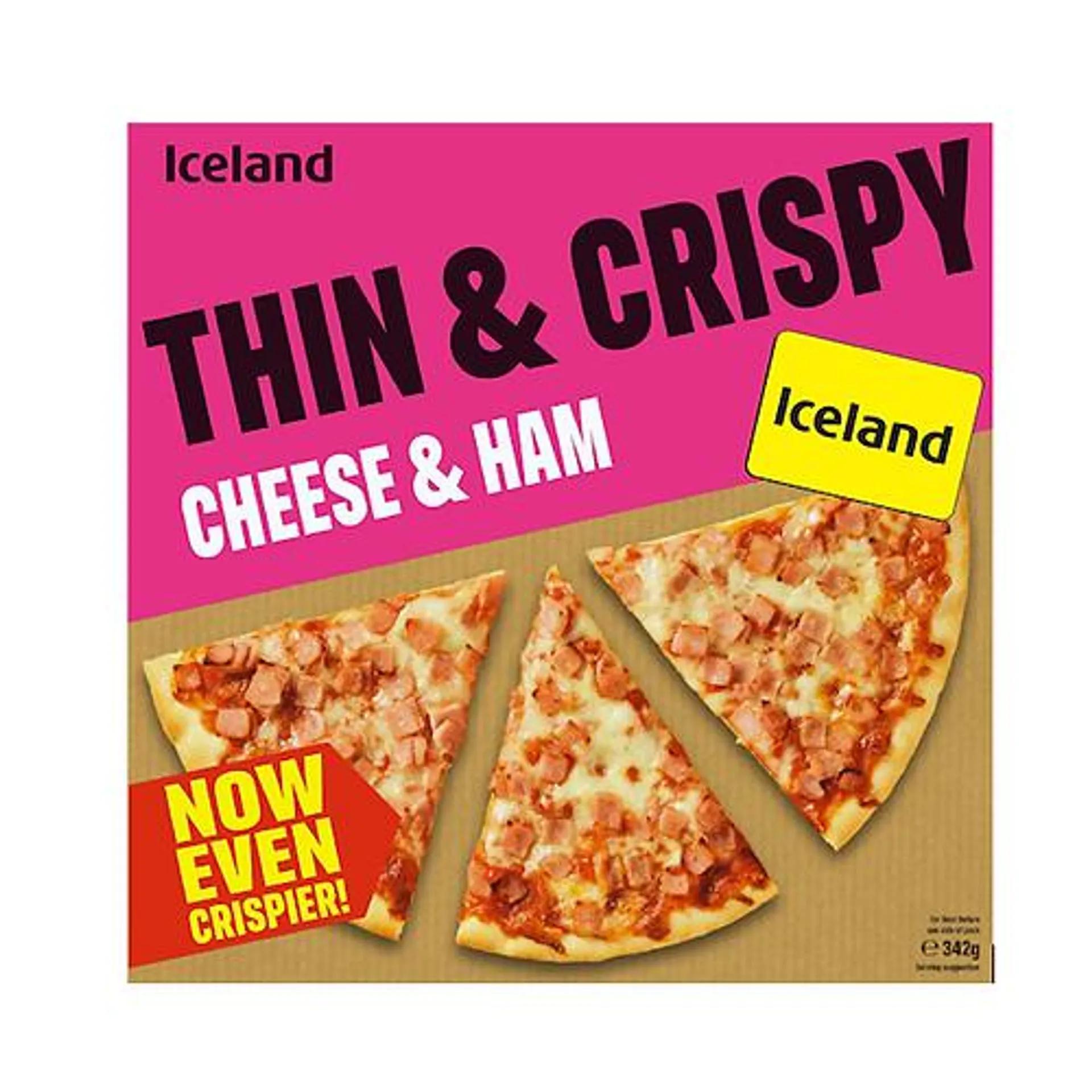 Iceland Tynn & Crispy Pizza med Ost og Skinke