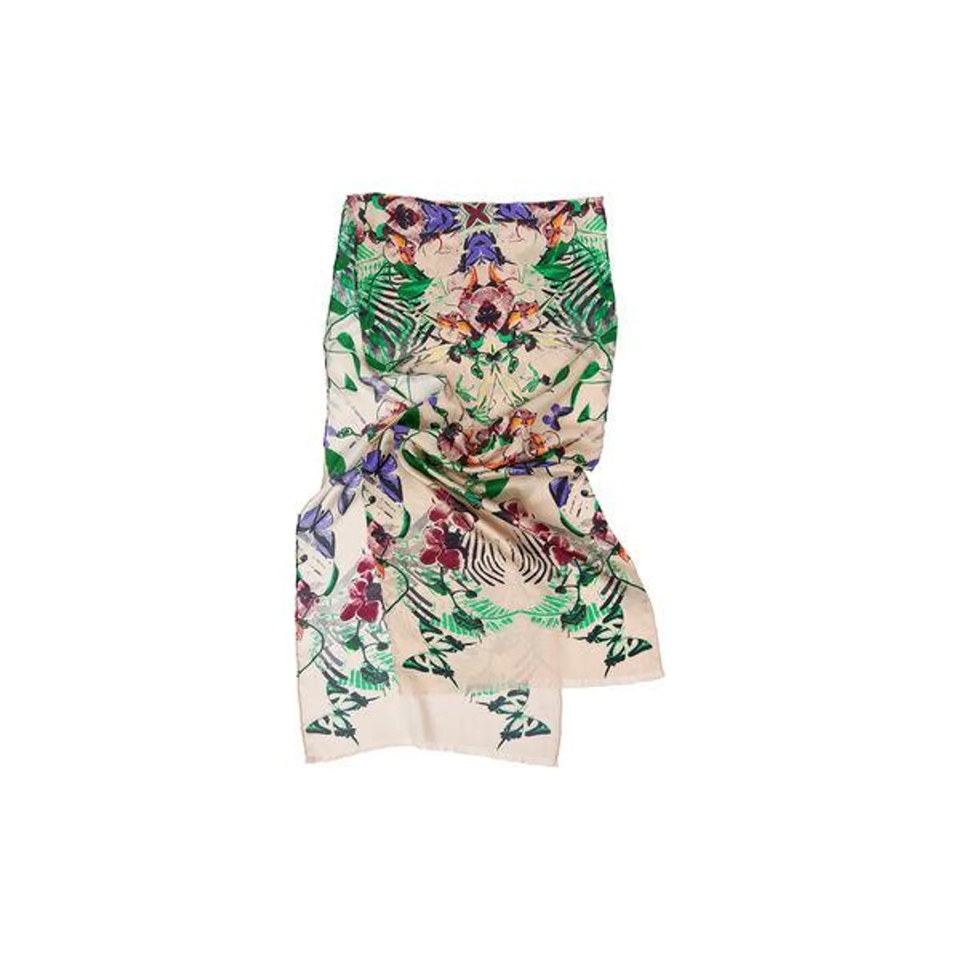 TROPICAL SYMMETRY Scarf, cream/green/pink