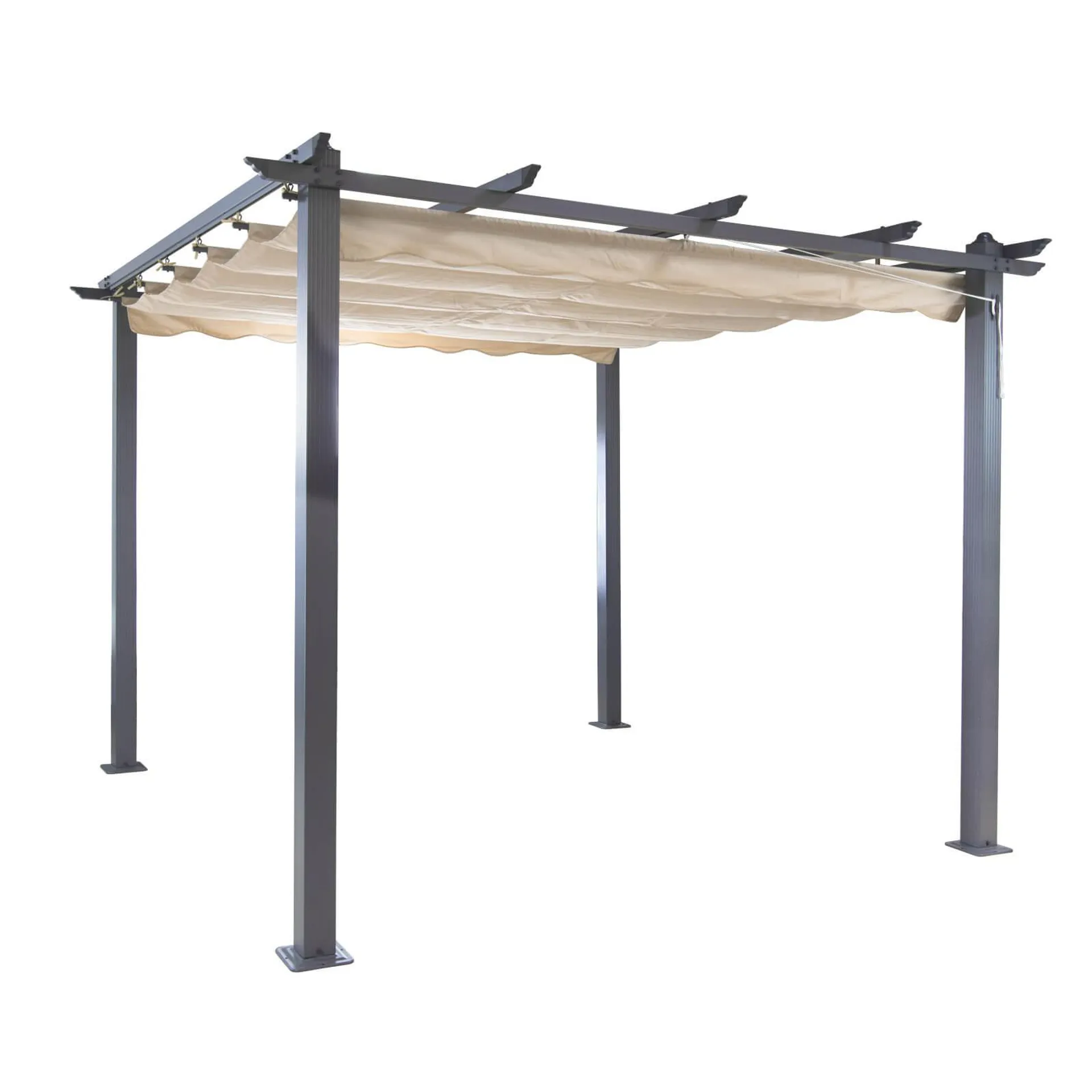 Alu Pergola Garten Pavillon Freiburg mit Sonnendach beige