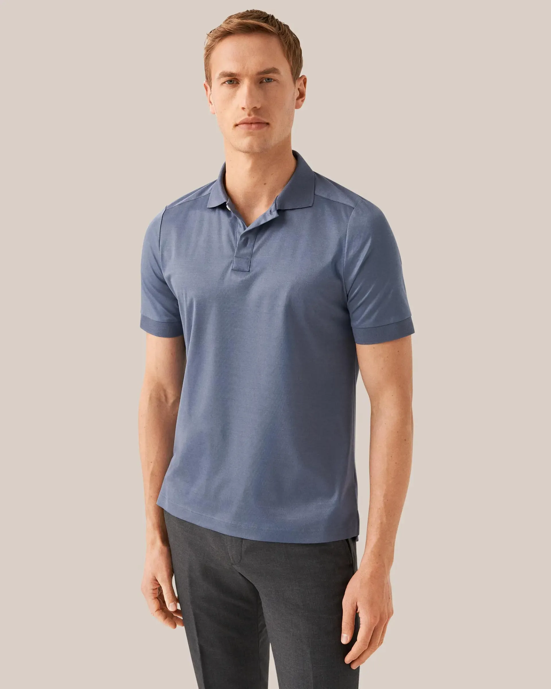 Blue Filo di Scozia Polo Shirt - Short Sleeve