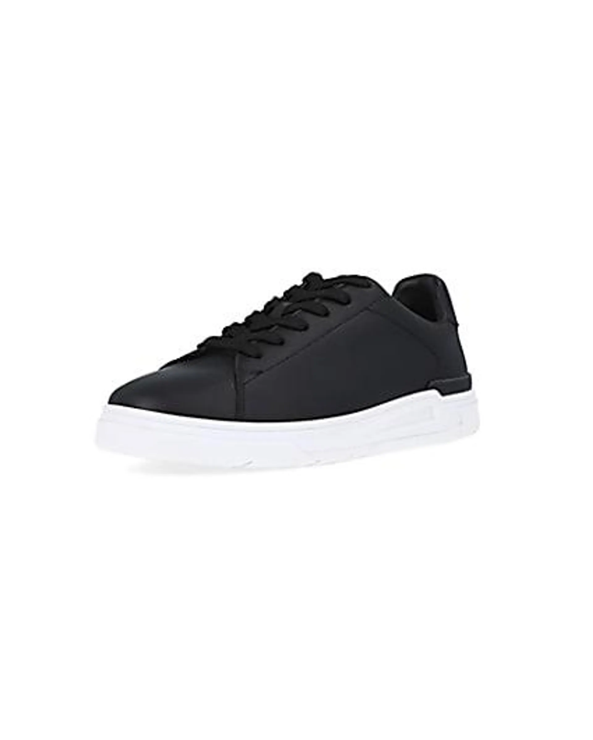Black lace up cupsole trainers