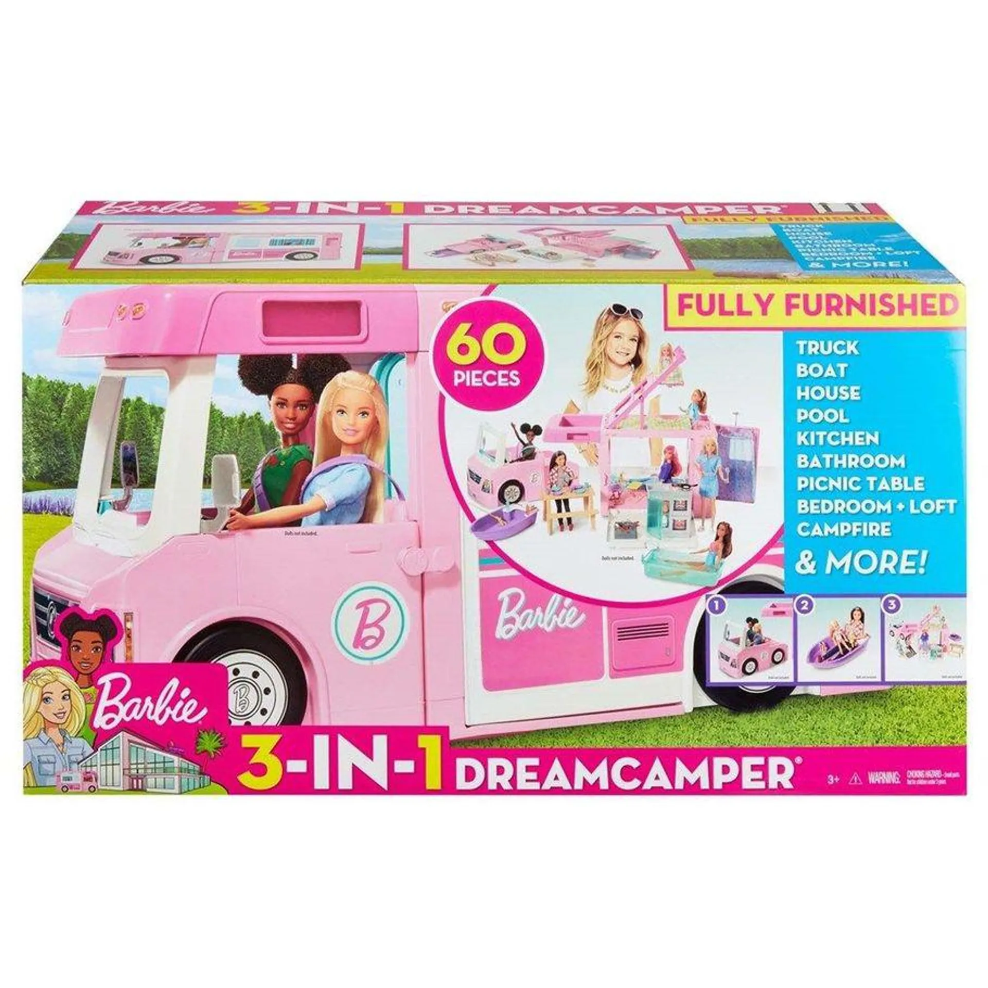 Barbie 3 i 1 campingvogn med tilbehør